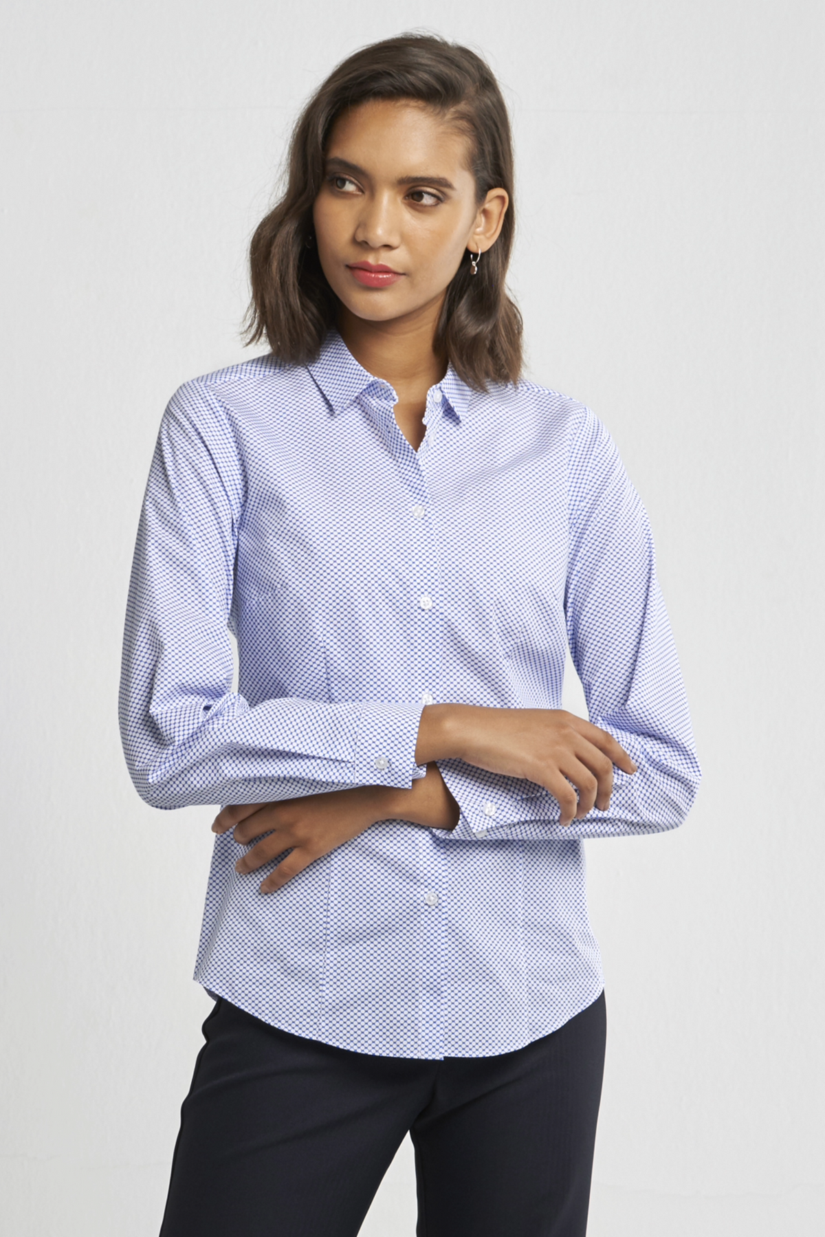 Karabo cotton shirt - blue circle print