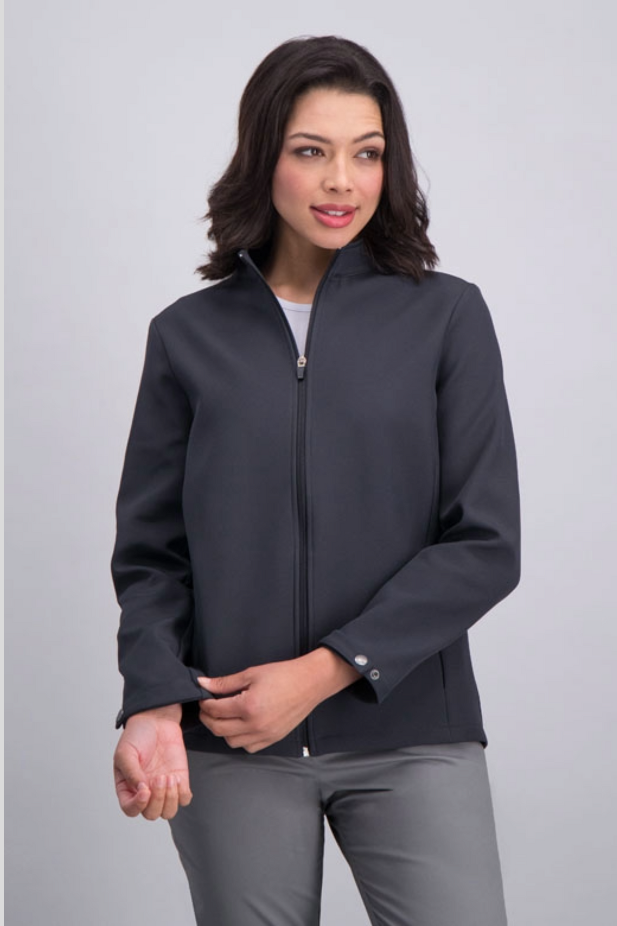 Ladies softshell warm jacket in grey from Imagemakers online store.