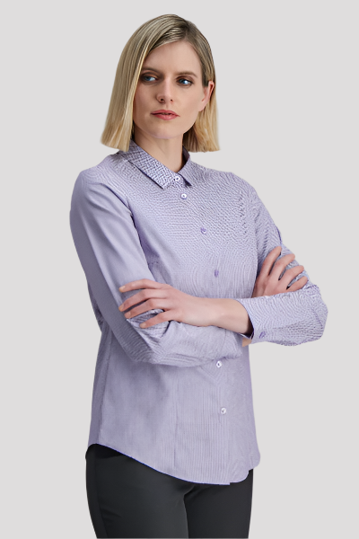 Ladies&#39; long sleeve work shirt in cotton blend, ideal for all-day wear