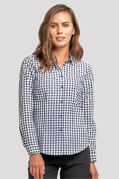 Ladies&#39; long sleeve work shirt in cotton blend, ideal for all-day wear