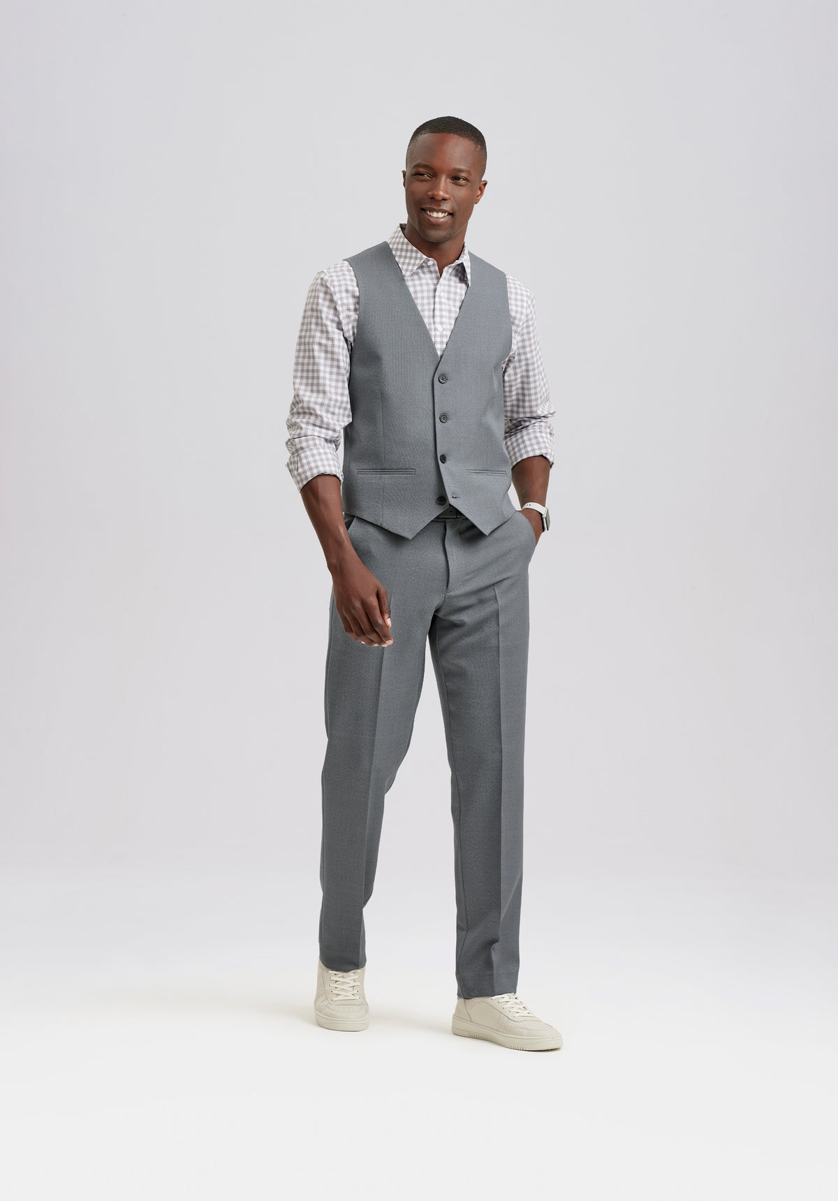 Professional light grey trousers for men by ImNow South Africa.