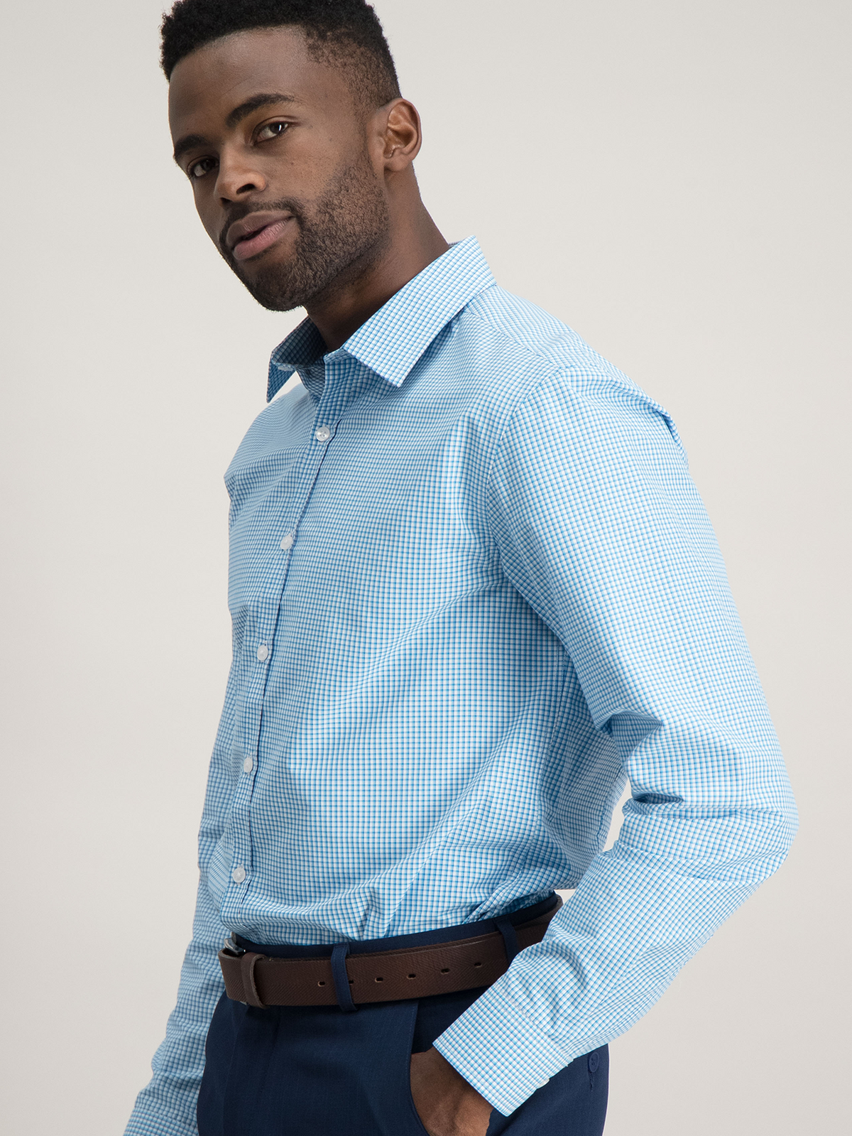 Dean regular fit cotton shirt - blue check