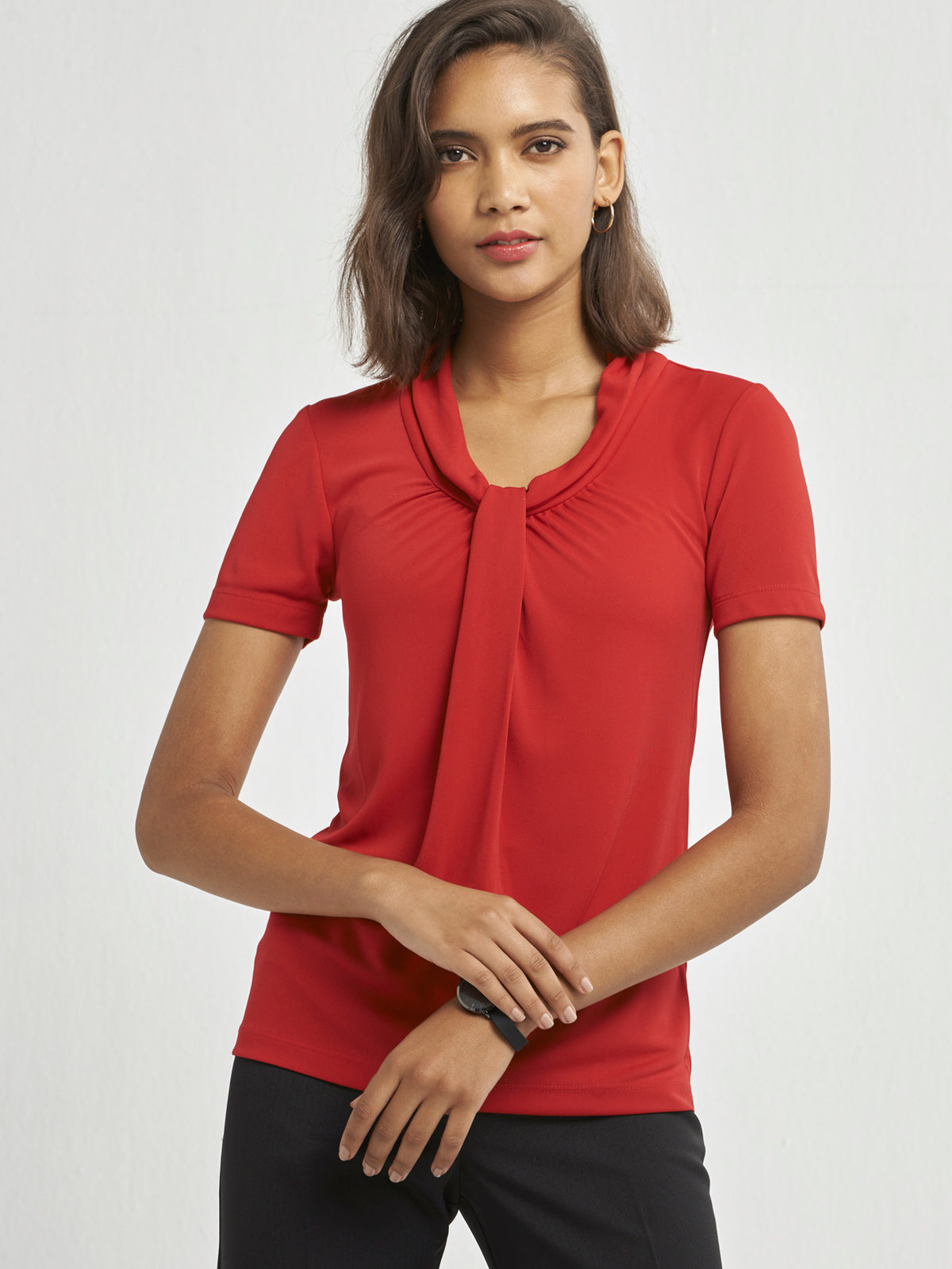Lola front knot top - red