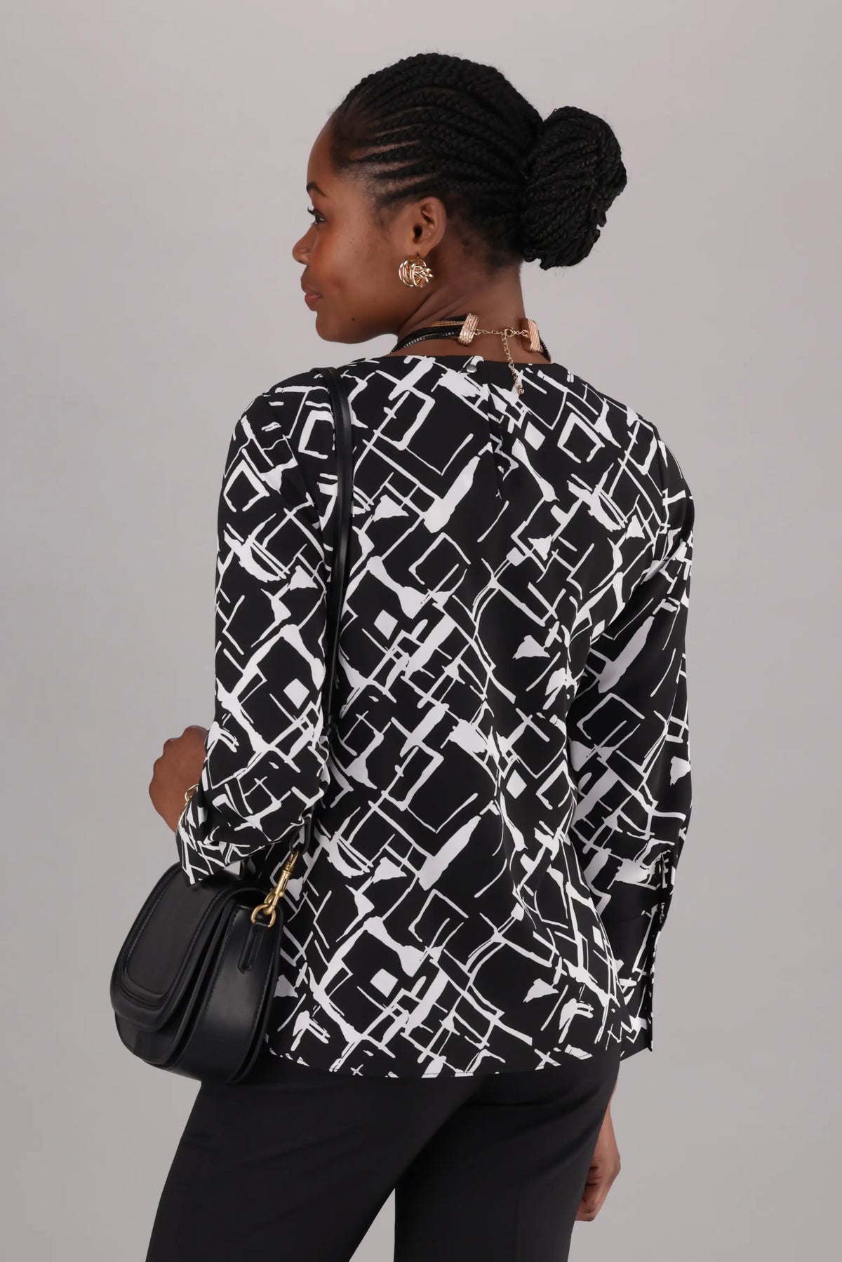 Monochrome printed top for work by ImNow in South Africa.