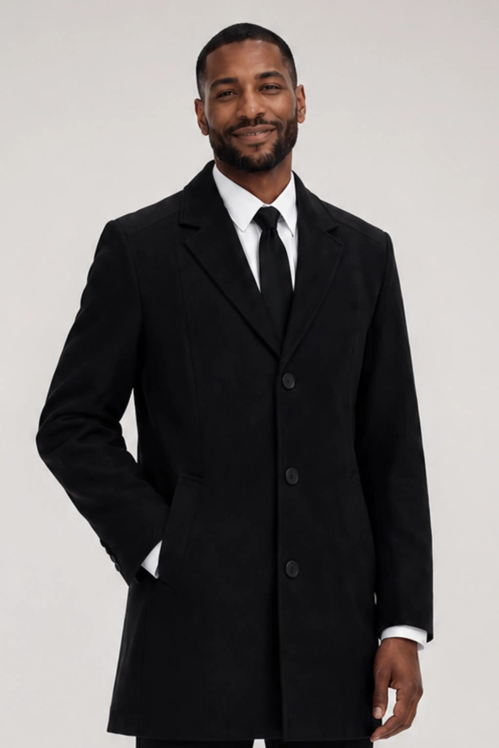 Winter, lined melton coat in black for men by ImNow.