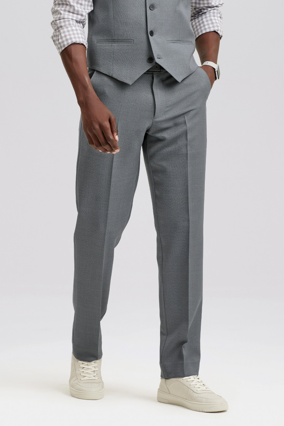 Classic light grey trousers for workwear by ImNow online clothing store.