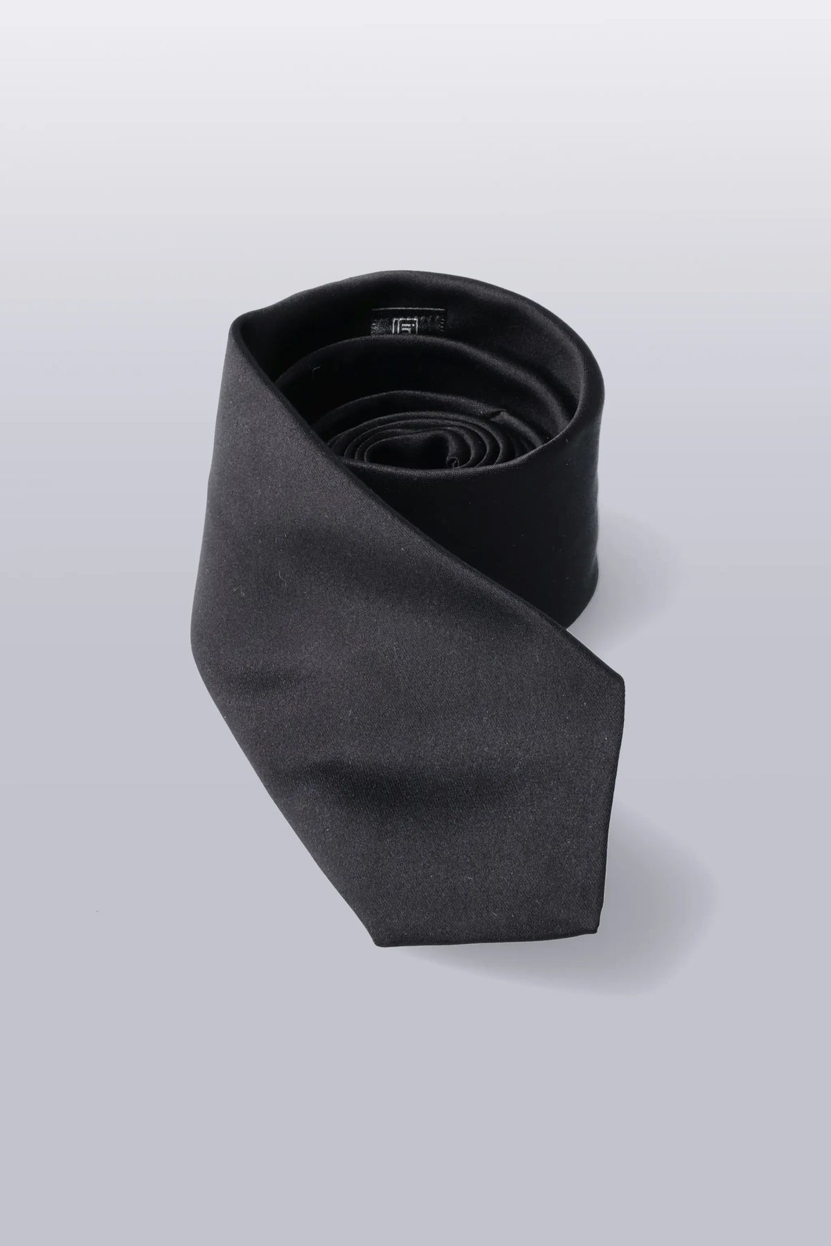 Mens black satin, slim corporate tie from ImNow.