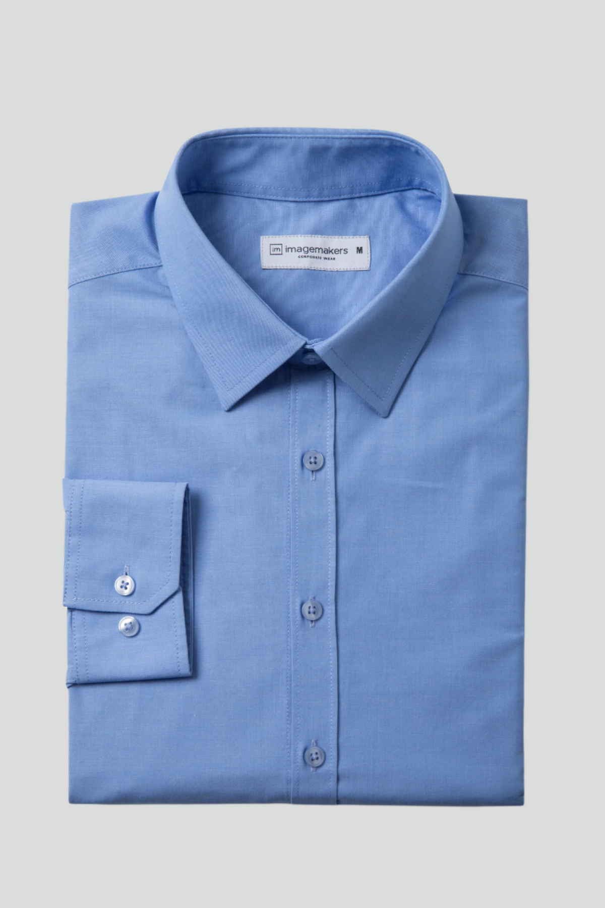 Long sleeve formal shirt for men in blue oxford by ImNow.