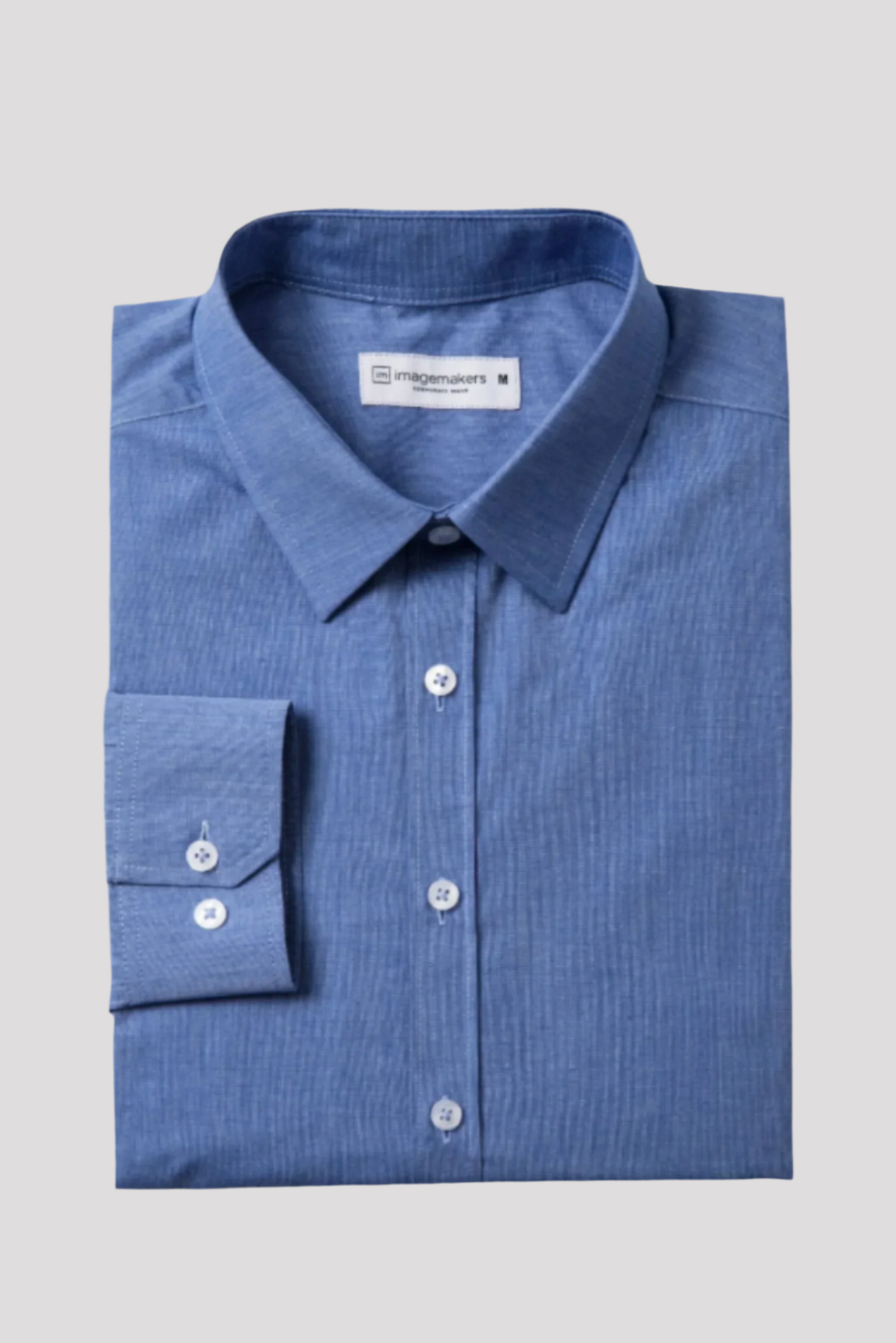 Men's blue formal shirt in blue chambray by ImNow South Africa.