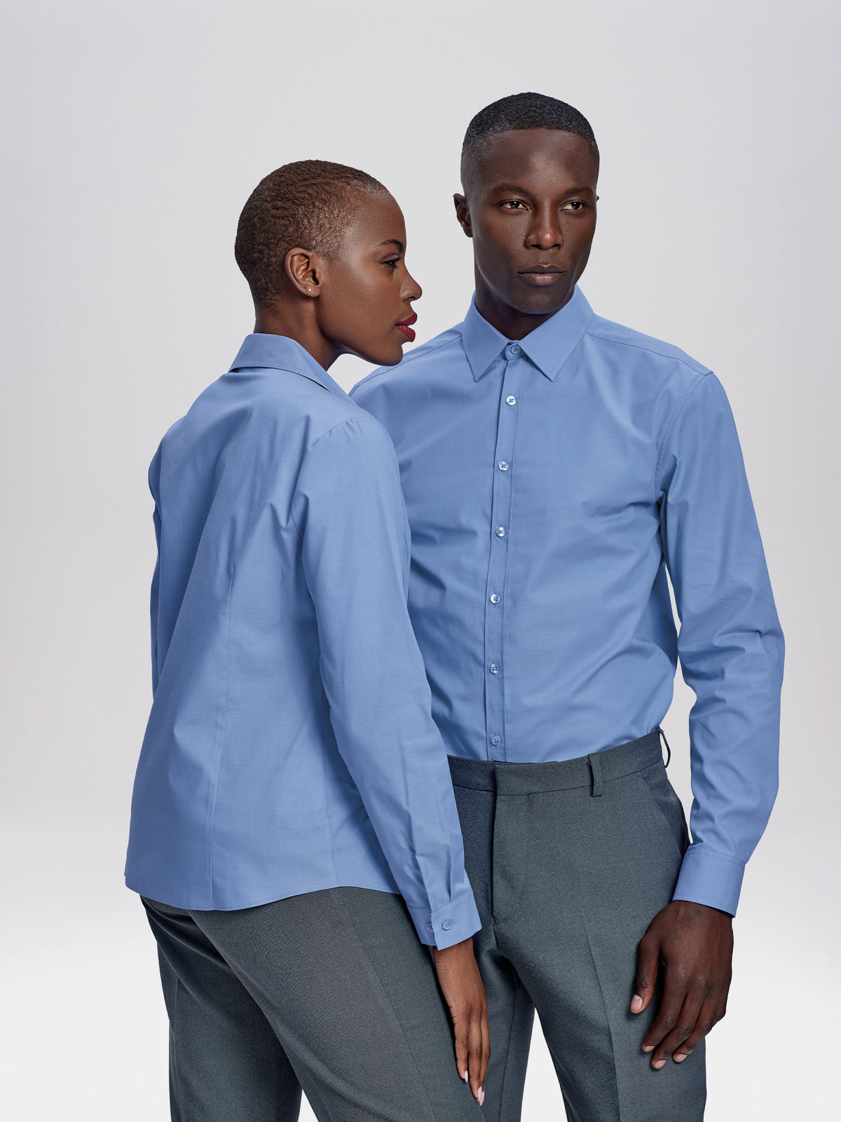 Formal long sleeve shirt for men in blue by ImNow online clothing store.