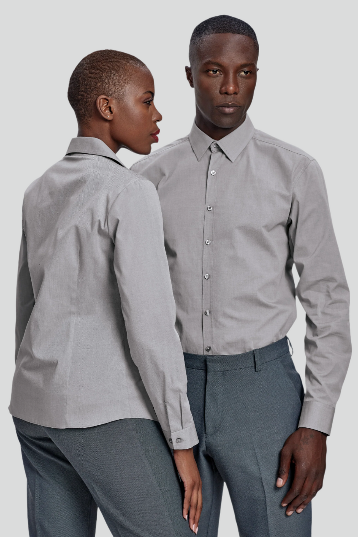 Smart, classic, grey long sleeved men's shirt by ImNow.