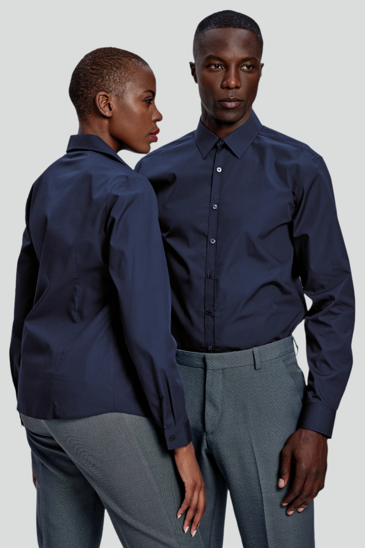 Formal men's shirt in solid navy by ImNow online clothing store in South Africa.
