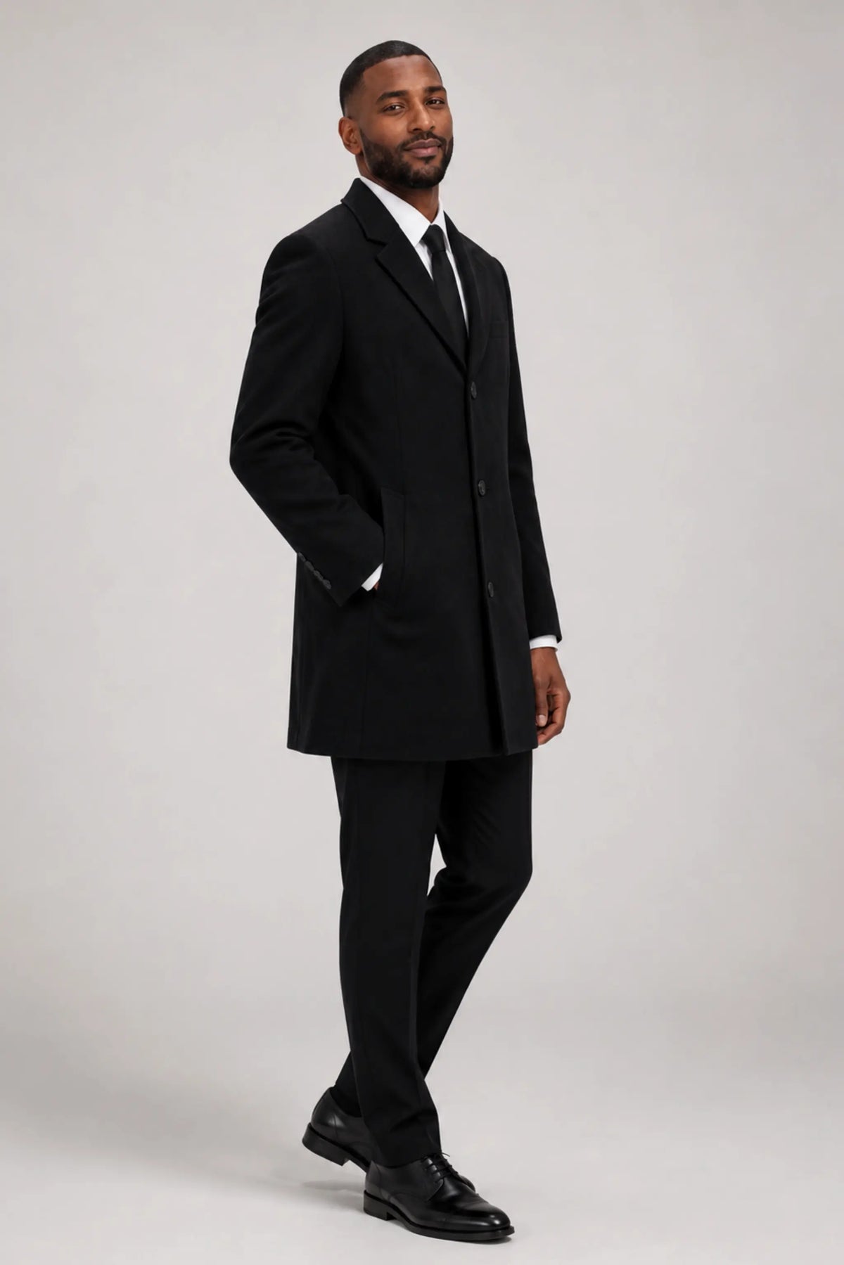 Black winter warm coat for men by Imagemakers online store.