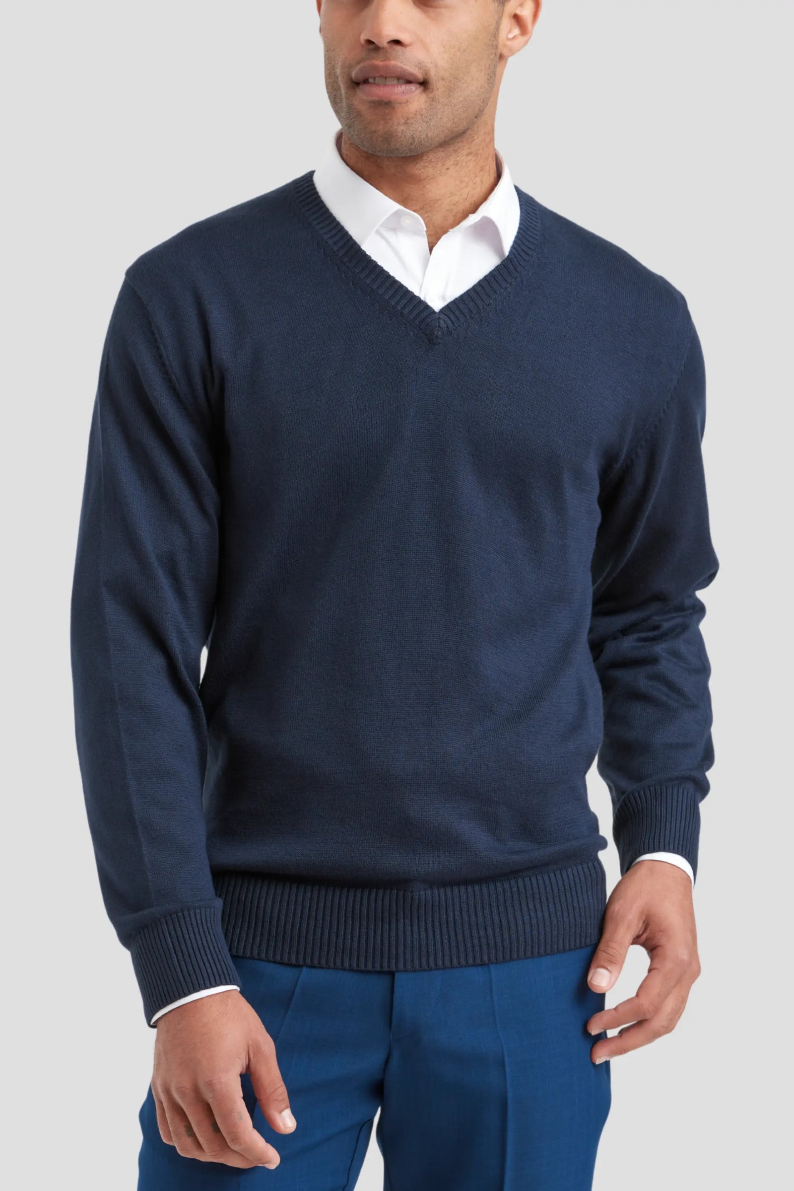 Navy long sleeve knitwear for men by ImNow.