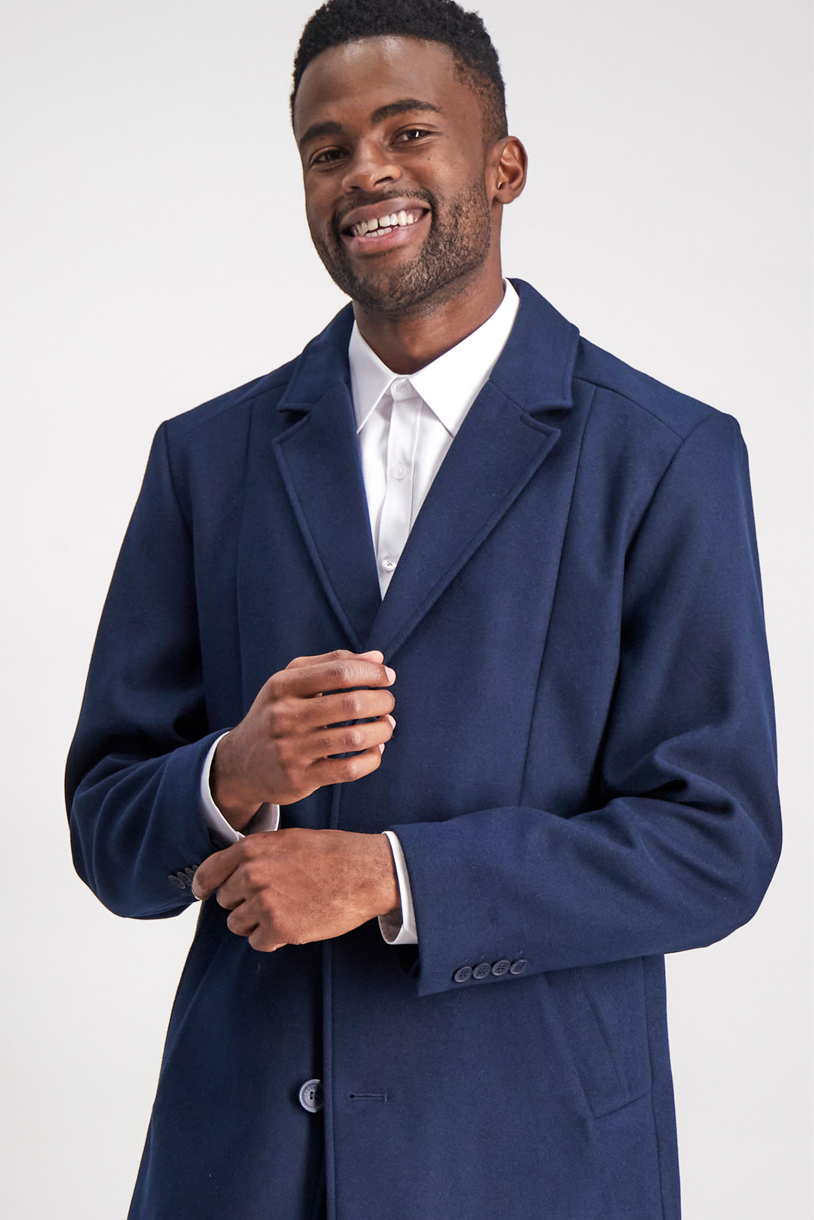 Mens Imagemakers winter melton coat in navy melton fabric.