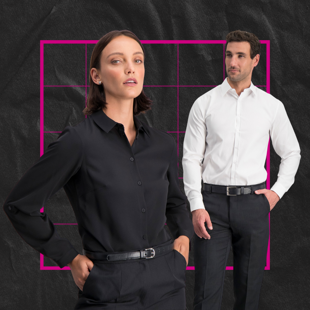 ImNow offers Mens and Ladies Black and White shirts and blouses ideal to match with their Formal Mens and Womens Pants. 