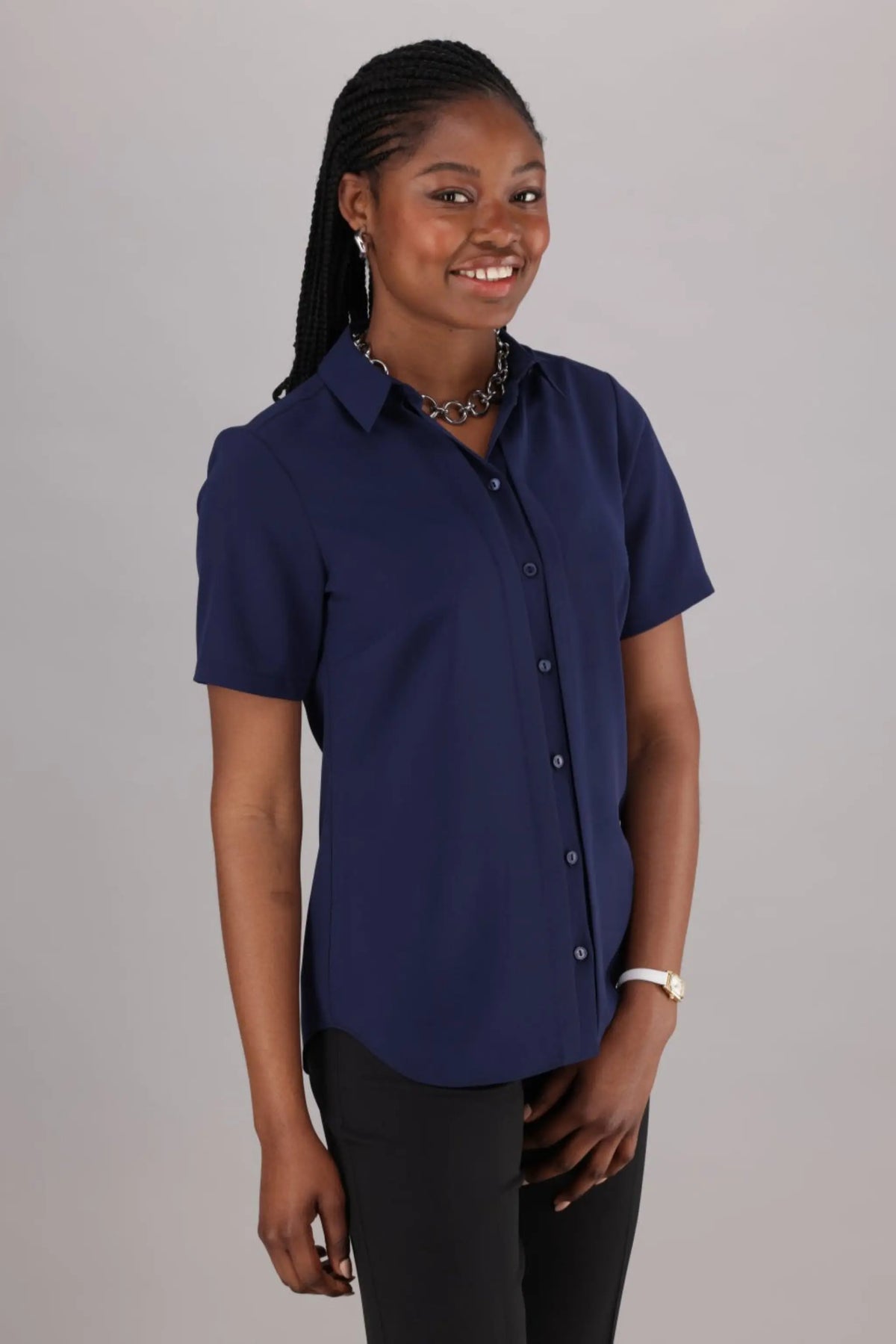 Kim short-sleeved shirt - navy - Imagemakers (Pty) Ltd Trading as