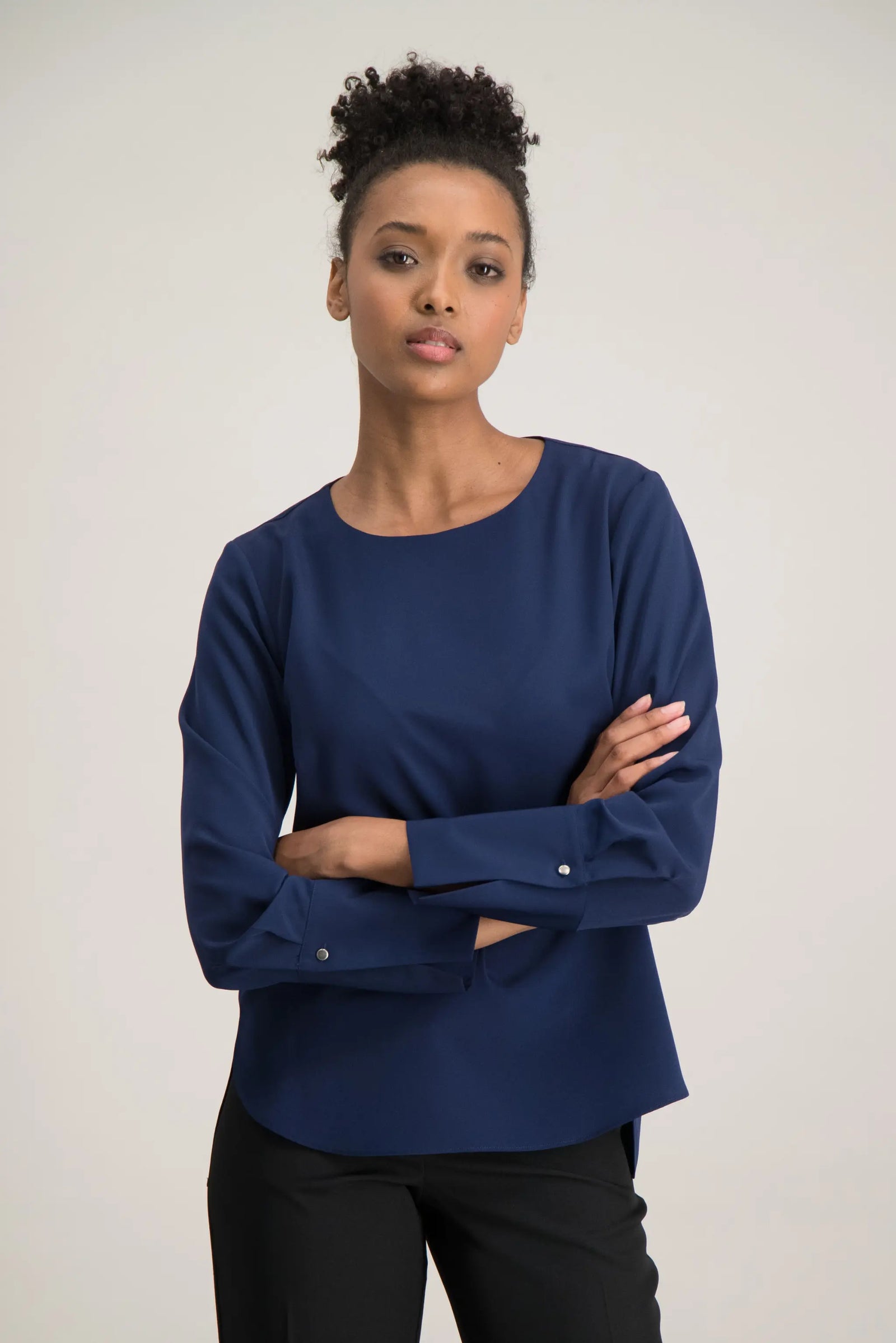 Shop ladies long sleeve navy top by ImNow online.