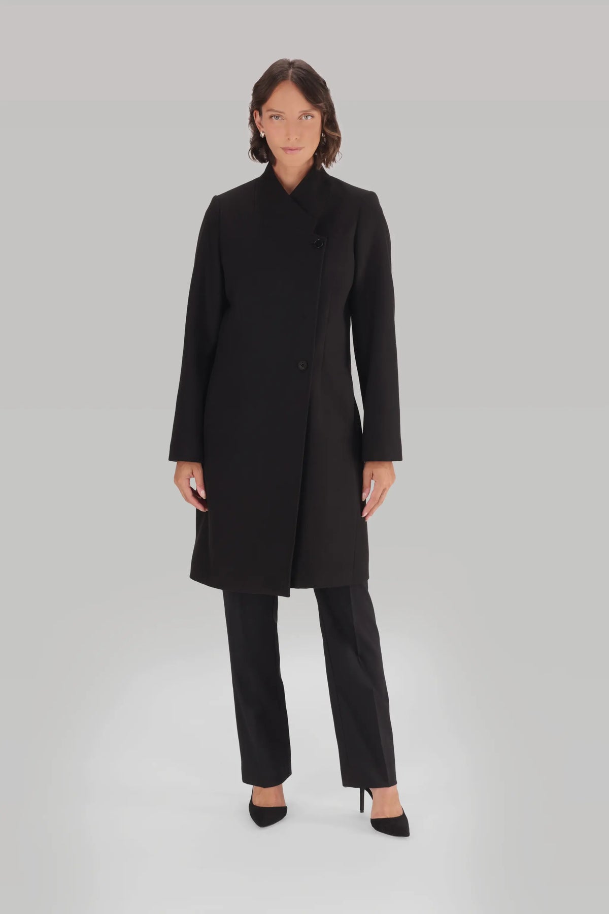 Asha women's asymmetrical melton coat - black