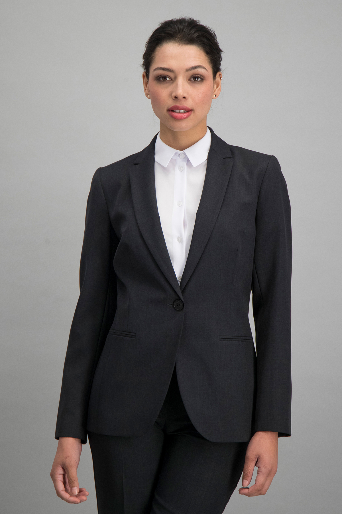 Cecily women's one button blazer, style shown in Graphite – ImNow clearance