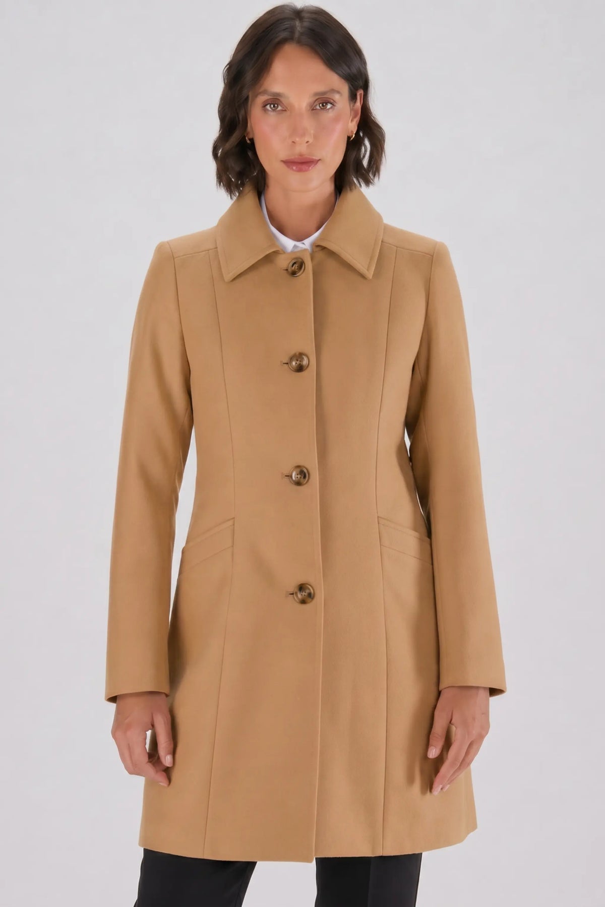 Lynn womens classic melton coat - camel - Imagemakers (Pty) Ltd