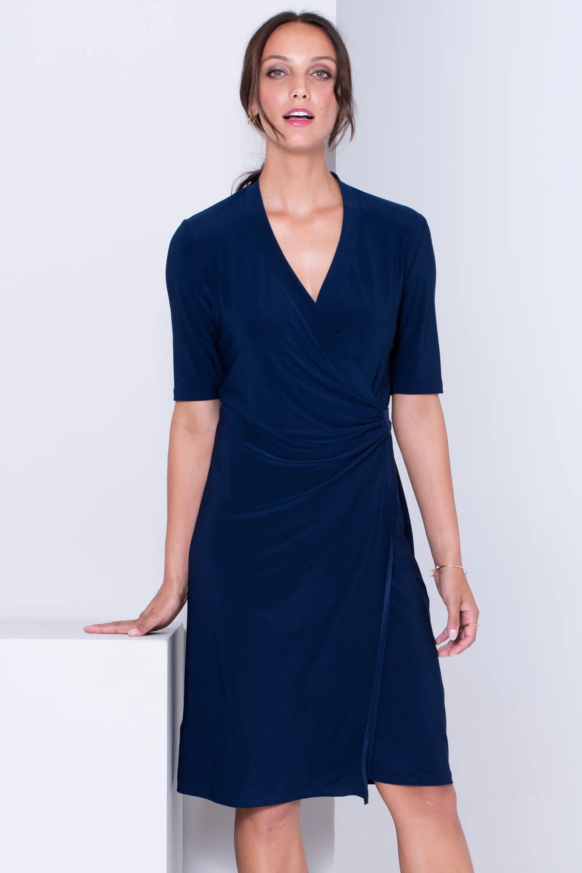 Jasmin wrap dress - navy knit