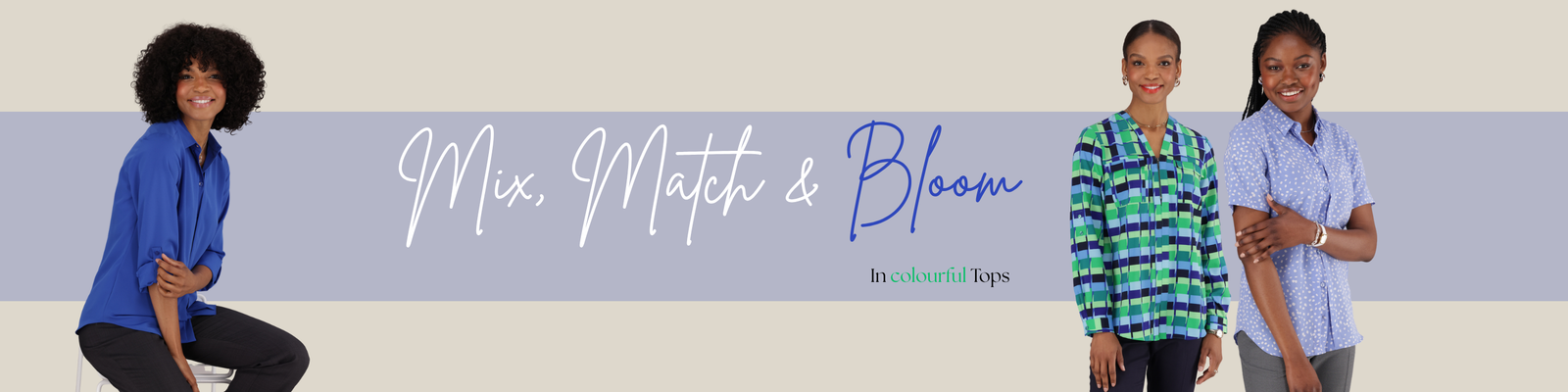 Women's Office Tops in Bright Blue, Green, Soft Powder Blue Prints and Plains by ImNow.