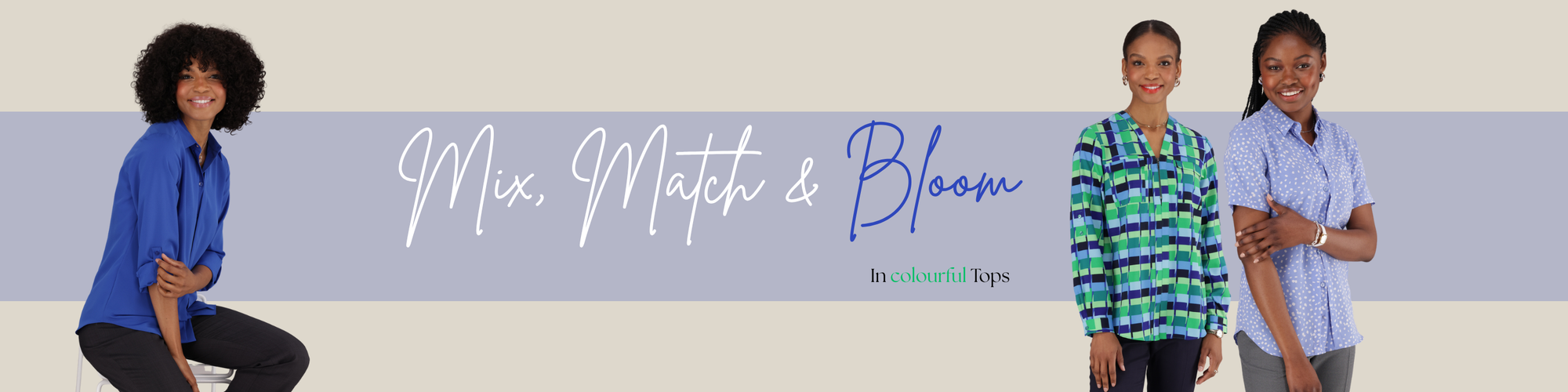 Women's Office Tops in Bright Blue, Green, Soft Powder Blue Prints and Plains by ImNow.