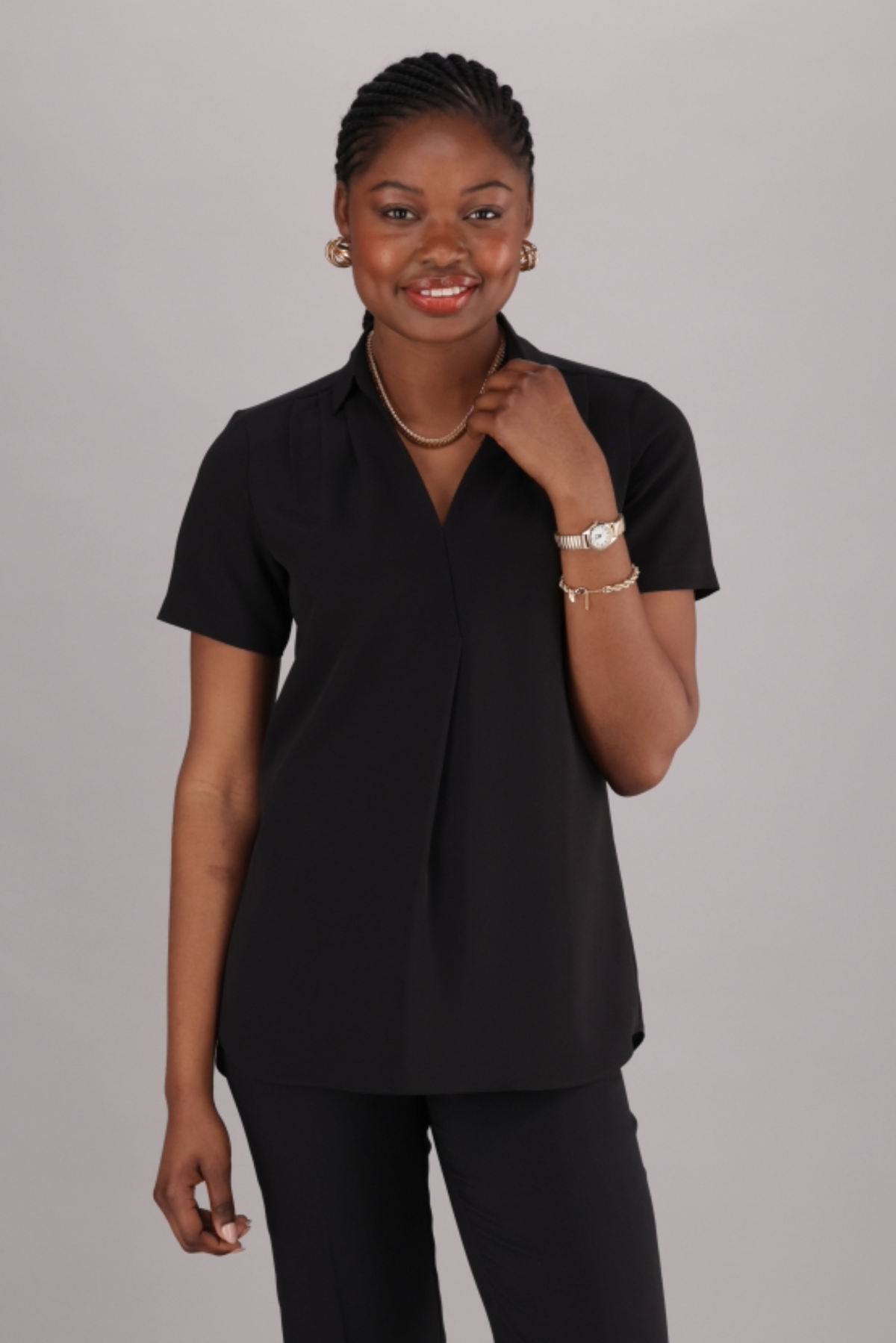 Rose V-neck blouse - black