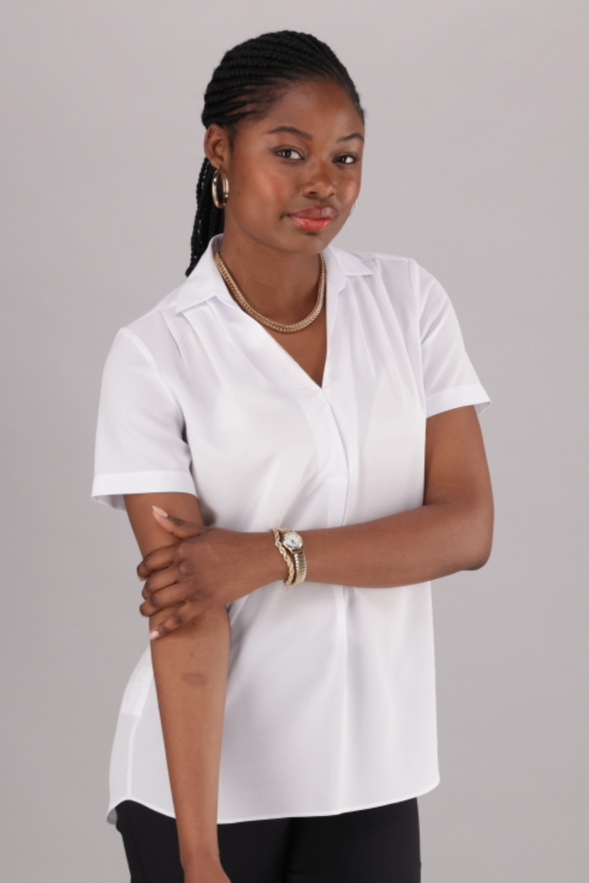 Rose V-neck blouse - white