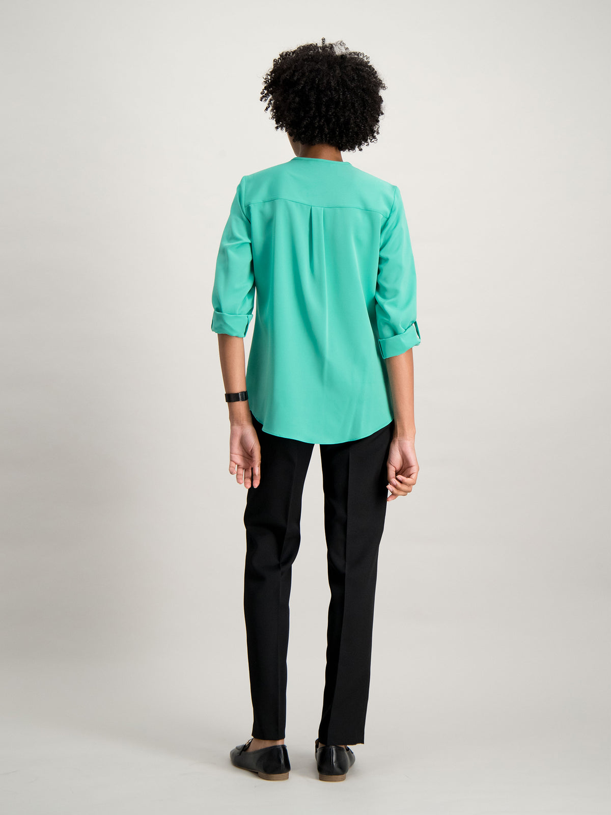 Sabrina zipped neckline blouse-light green