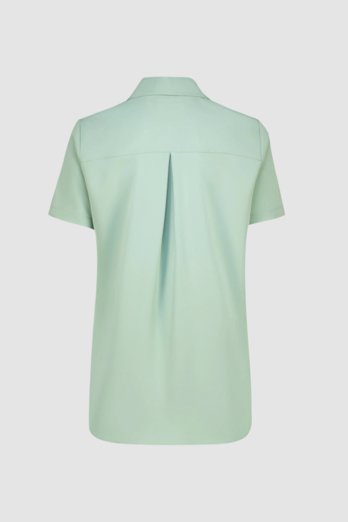 Women's Sage Short Sleeve Work Top with collar and front pleat detail from ImNow. 
