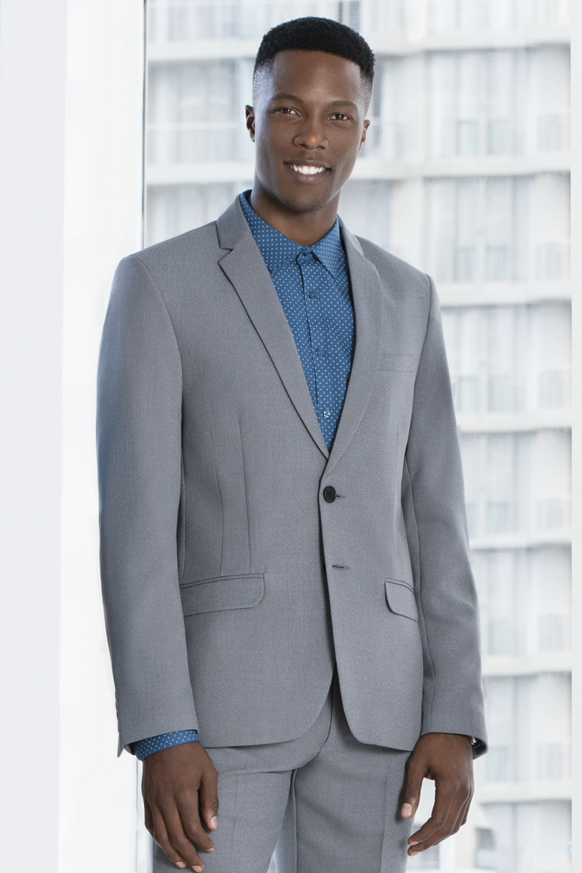 David skinny fit blazer- light grey