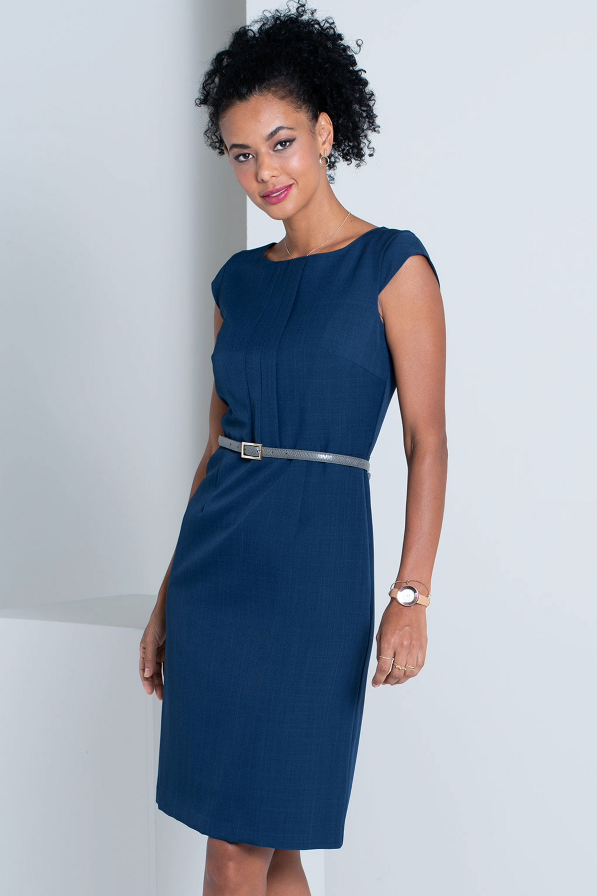 Rebecca cap sleeve midi dress light blue