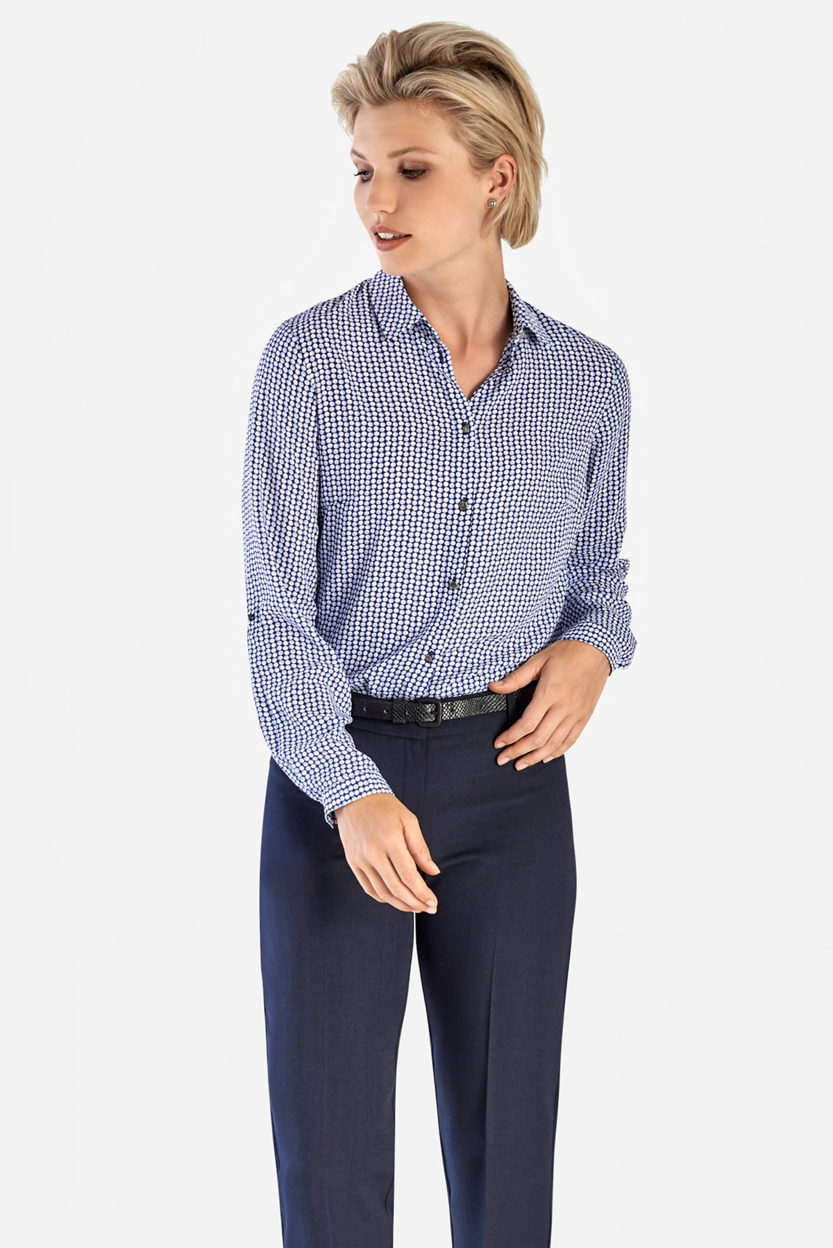 Cathy classic buttoned shirt - blue print
