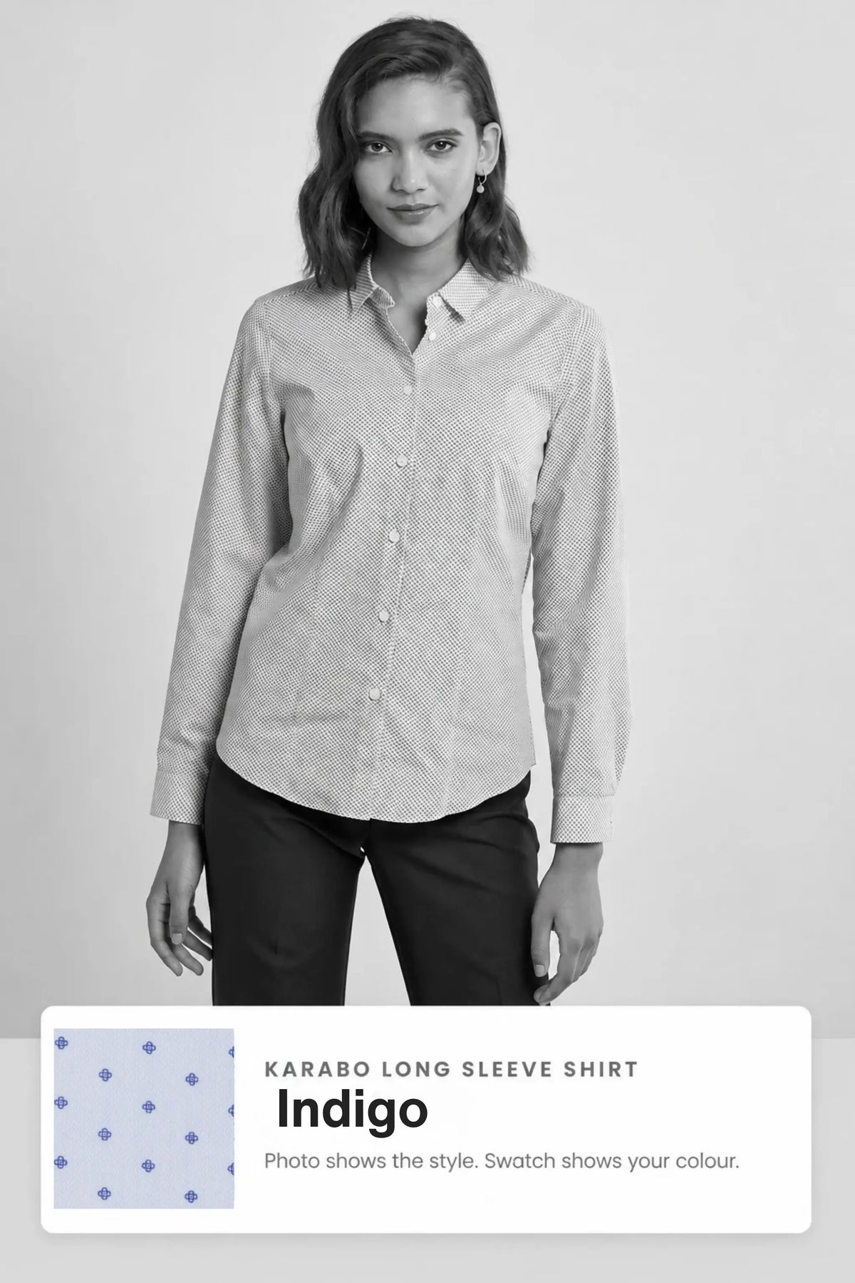 Karabo women's long sleeve cotton work shirt in Indigo – Imagemakers Online Store Sale