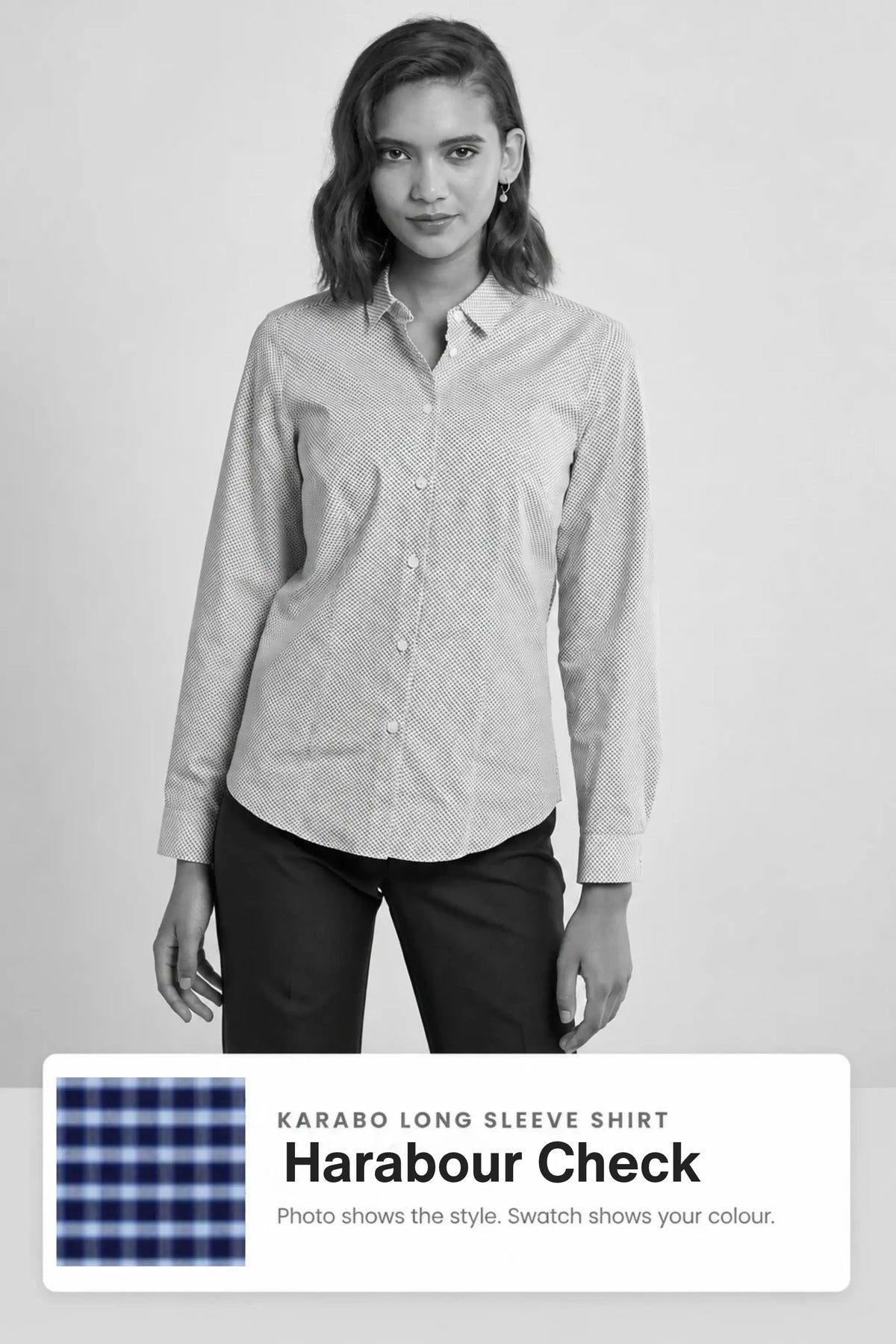 Karabo women's long sleeve cotton work shirt in Harbour Check – Imagemakers Online Store Sale