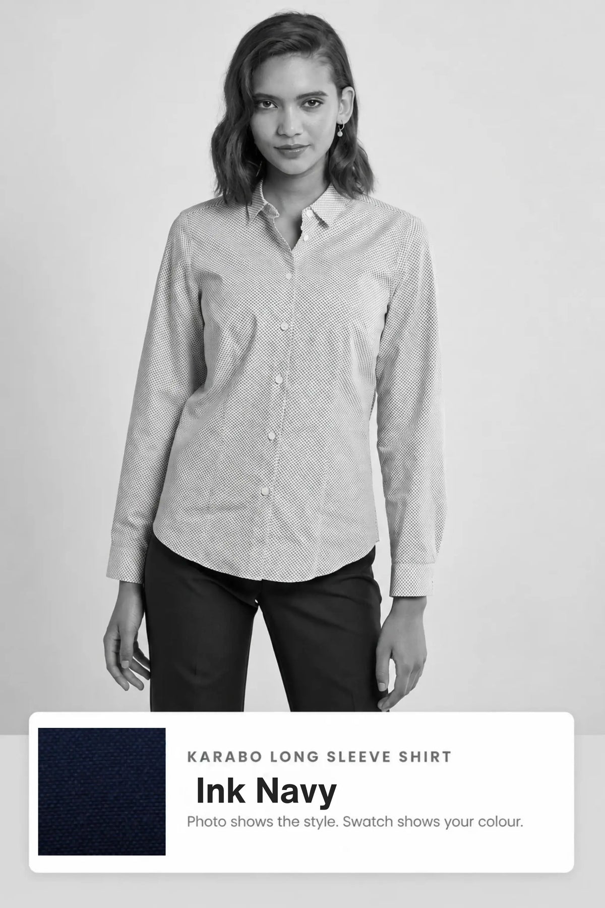 Karabo women's long sleeve cotton work shirt in Ink Navy – Imagemakers Online Store Sale