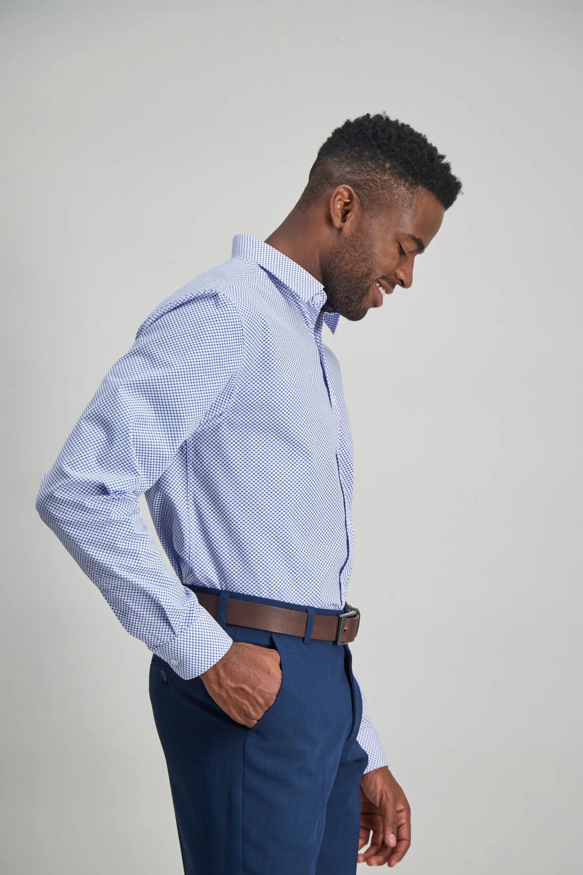 Stuart men's long sleeve relaxed fit shirt in Blue Circles – Imagemakers Online Store Sale