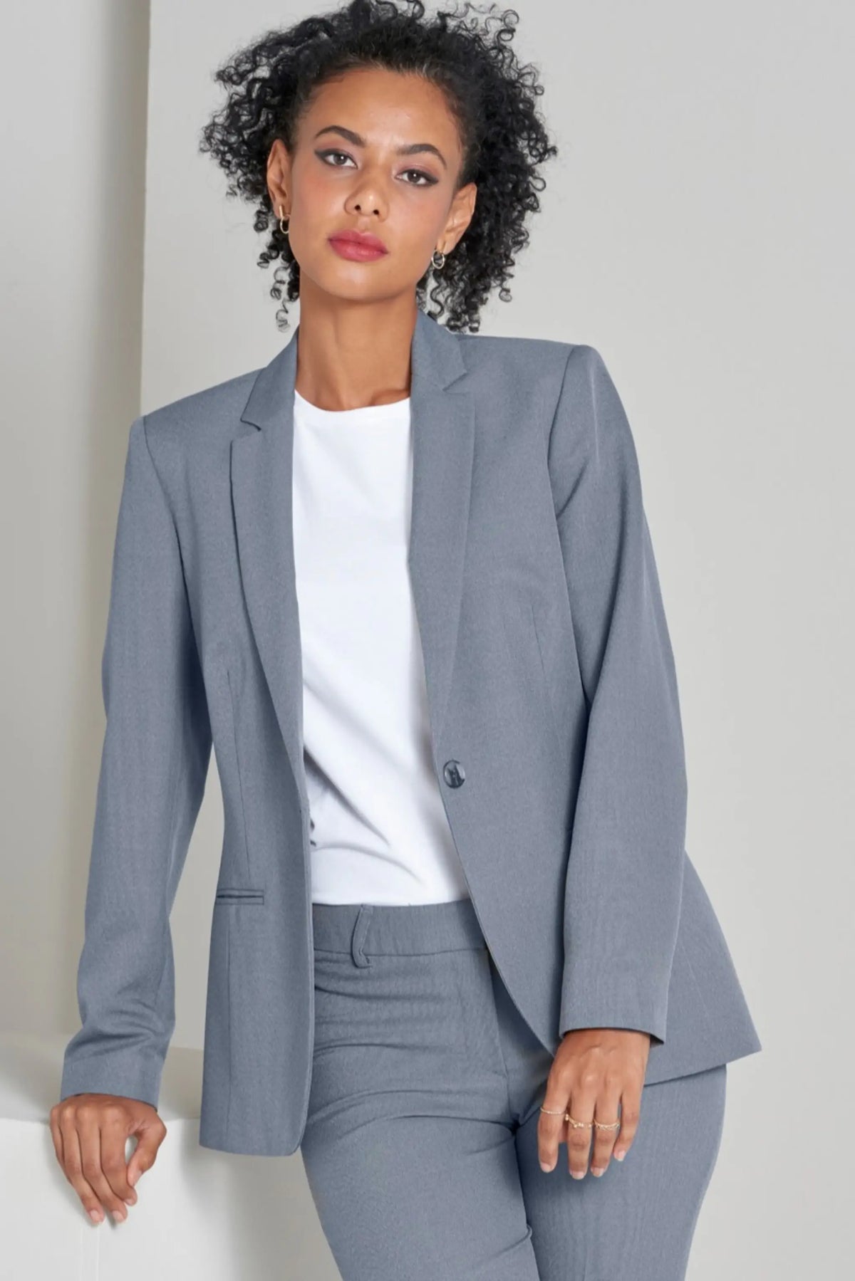 Cecily women's one button blazer in Silver – ImNow clearance