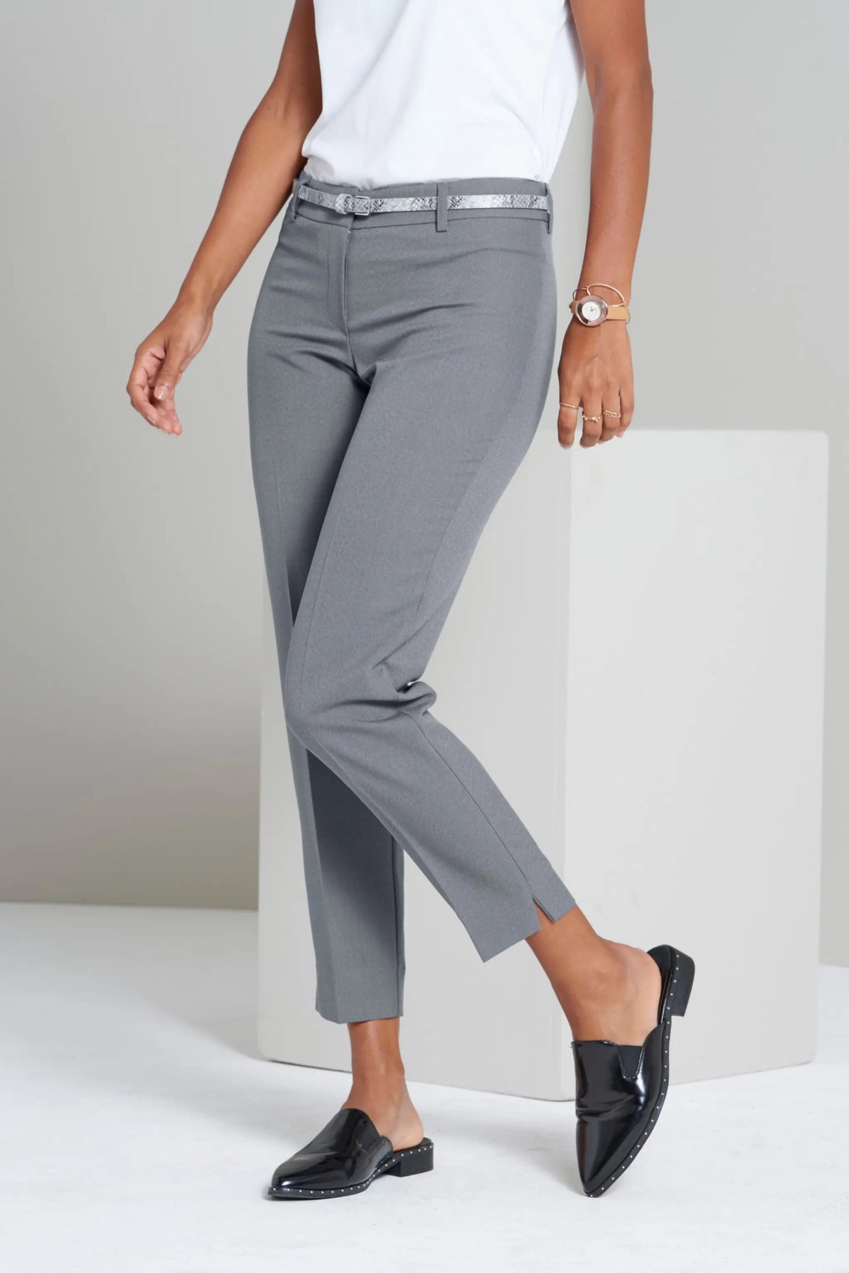 Gabriela women's cropped cigarette work pants in Platinum – Imagemakers Online Store Sale