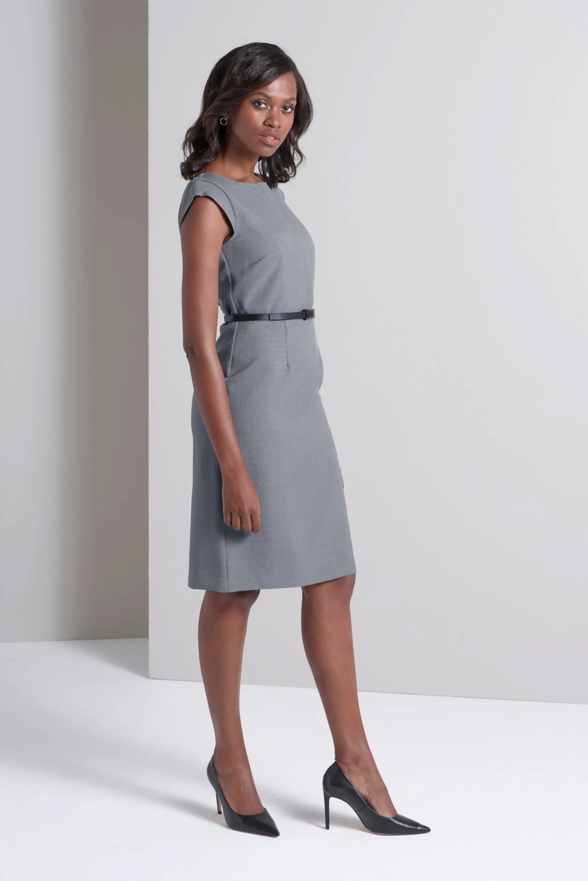 Rebecca women's cap sleeve work dress in Silver – Imagemakers Online Store Sale