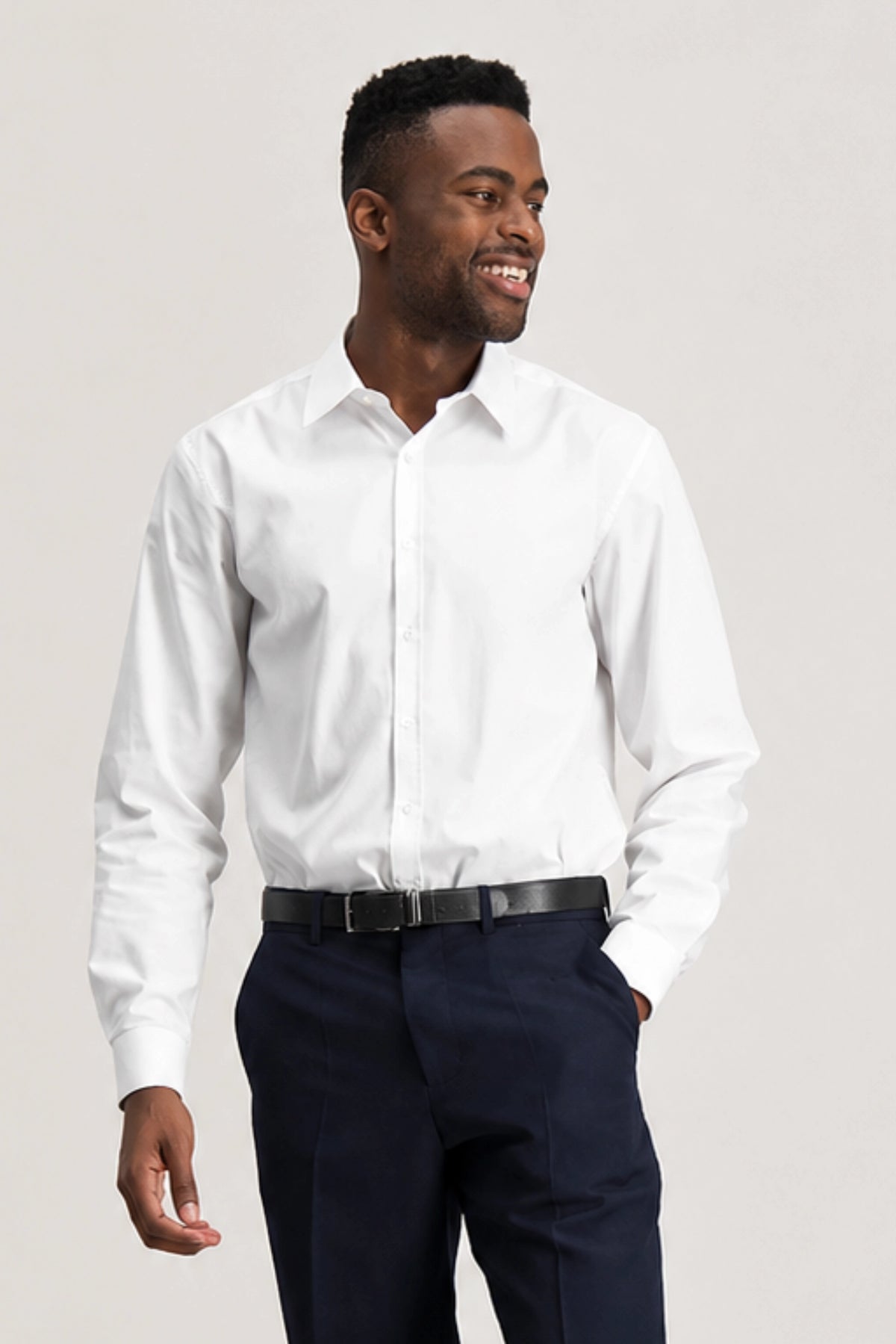 Regular Fit Cotton Rich Long Sleeve Shirt - White
