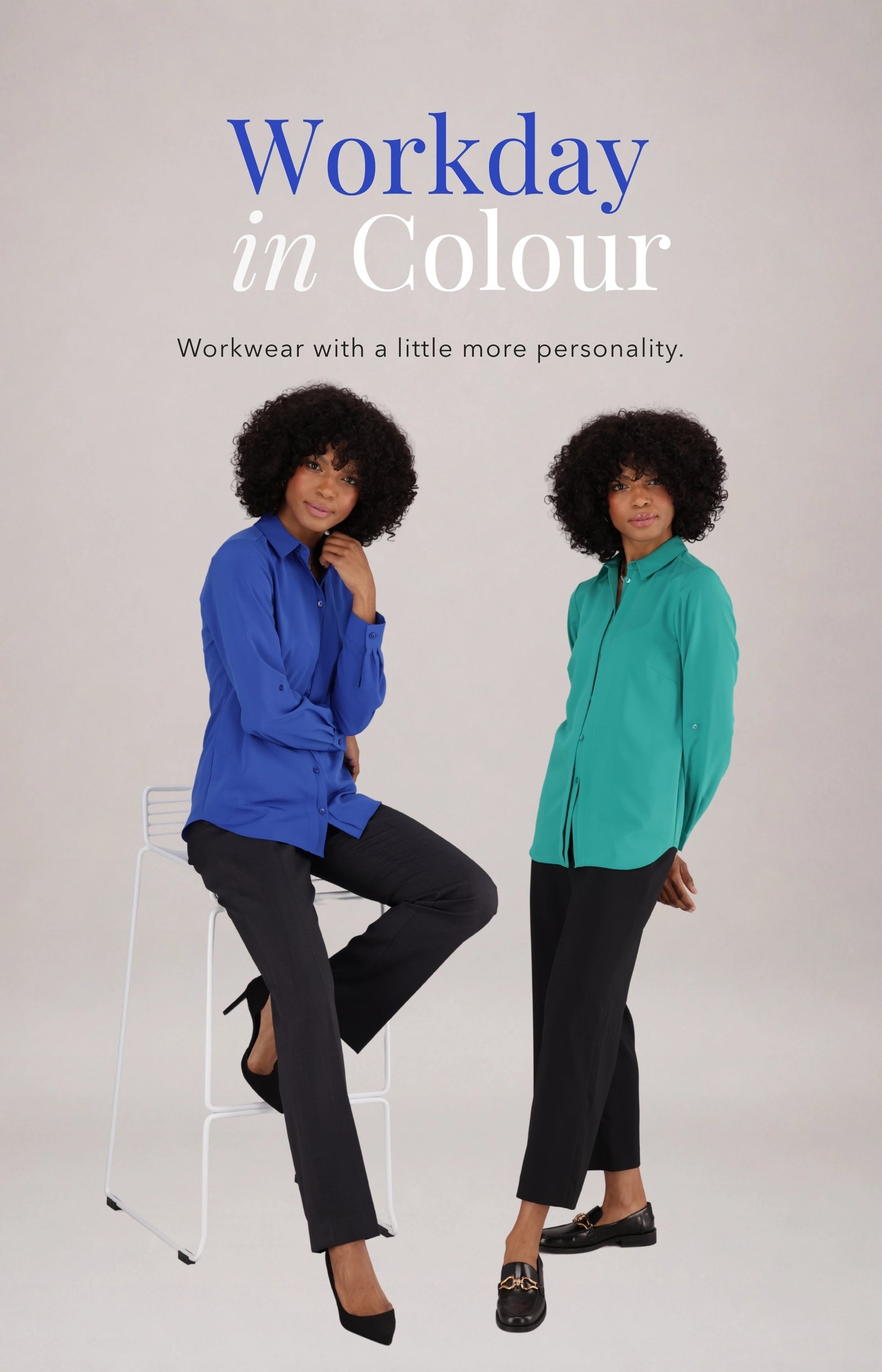 Shop Women's Formal Shirts for Work in Cobalt Blue and Emerald Green from ImNow.