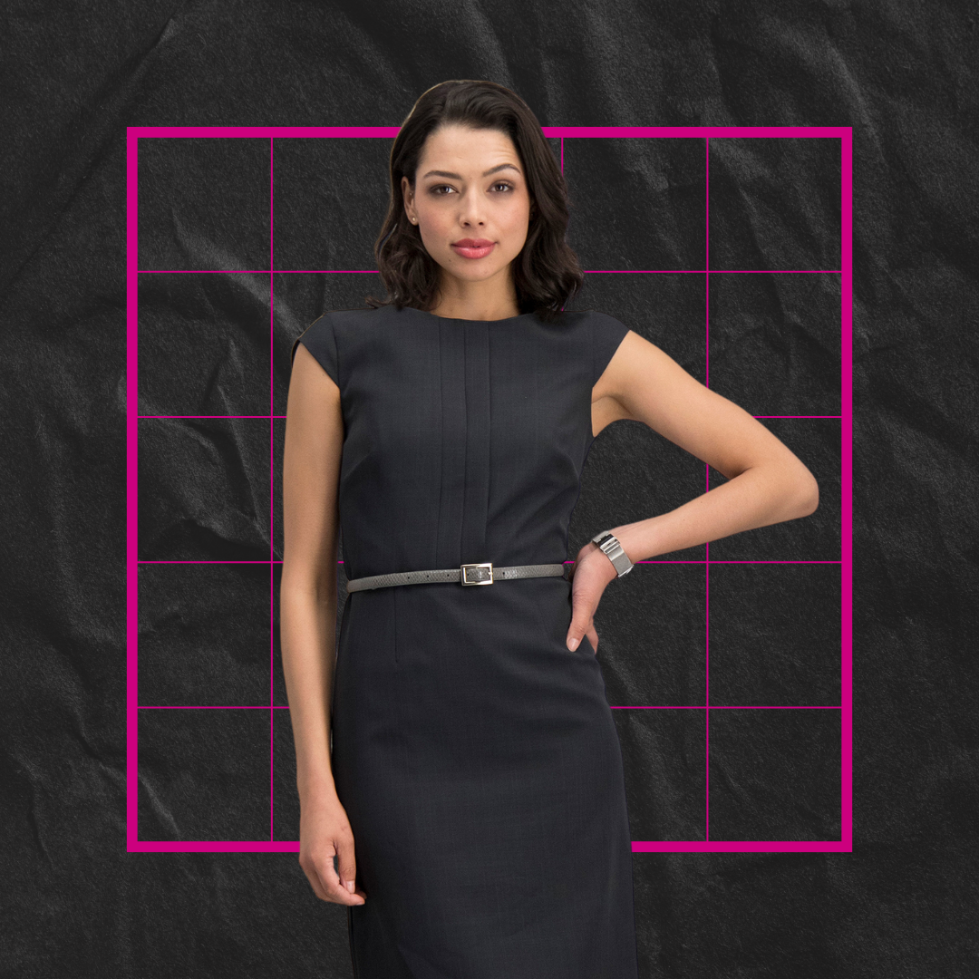 ImNow's Charocal Midi Womens Dress with Cap Sleeves. The Front Pleated details and Thin Belt offers an elegant look.  
