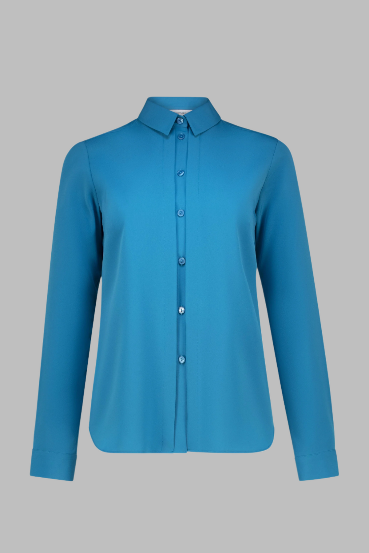 Womens Long Sleeve Formal Shirt with  a Collar and buttons as well as pintuck detail in Teal by ImNow. 
