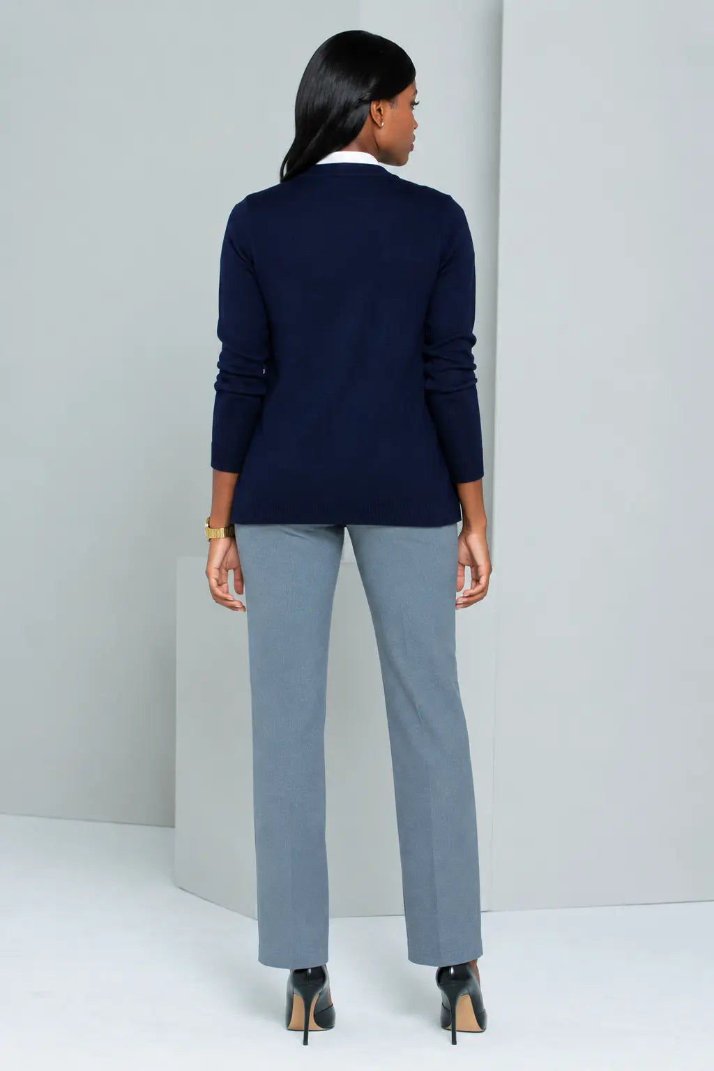 Navy long sleeve cardigan for women by ImNow.
