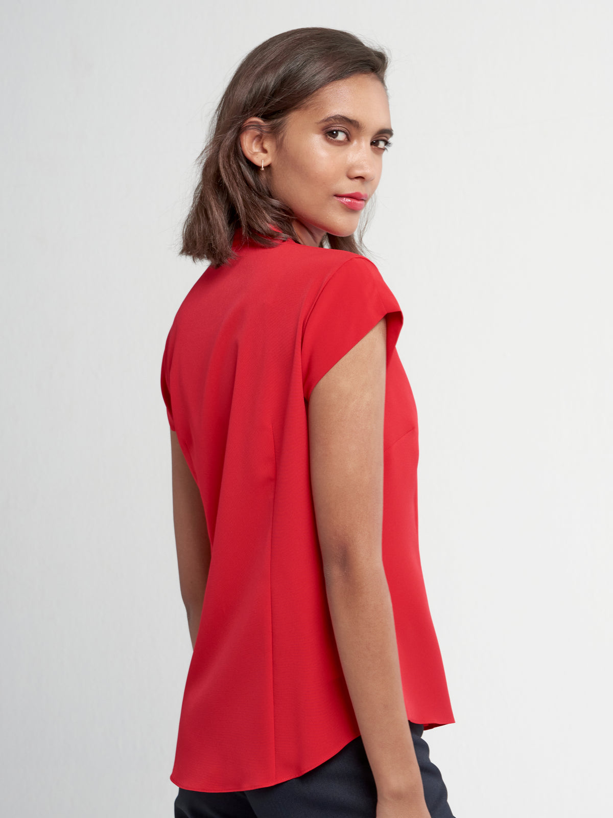 Zodwa women's mandarin collar work blouse in Cranberry – Imagemakers Online Store Sale