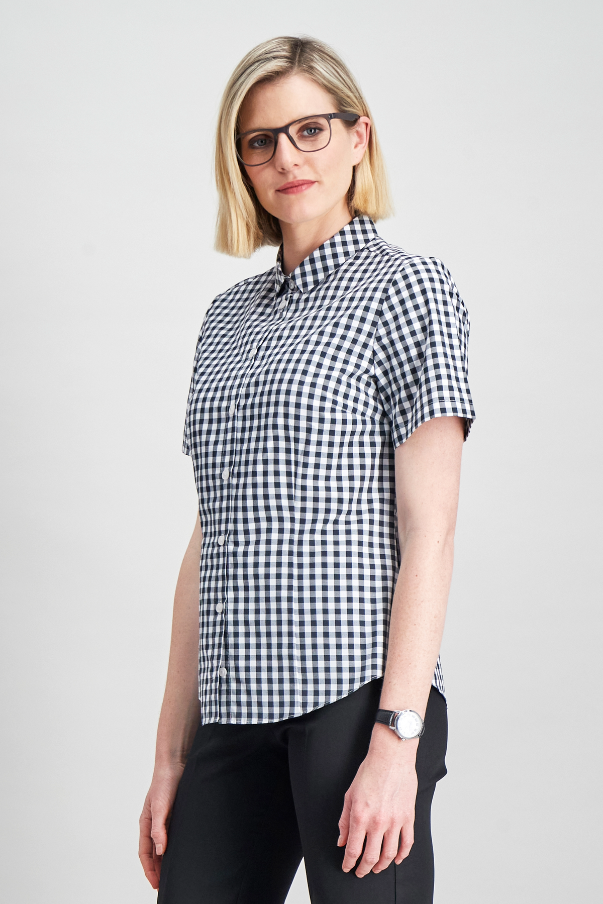 Kerry short sleeve cotton shirt - blk gingham