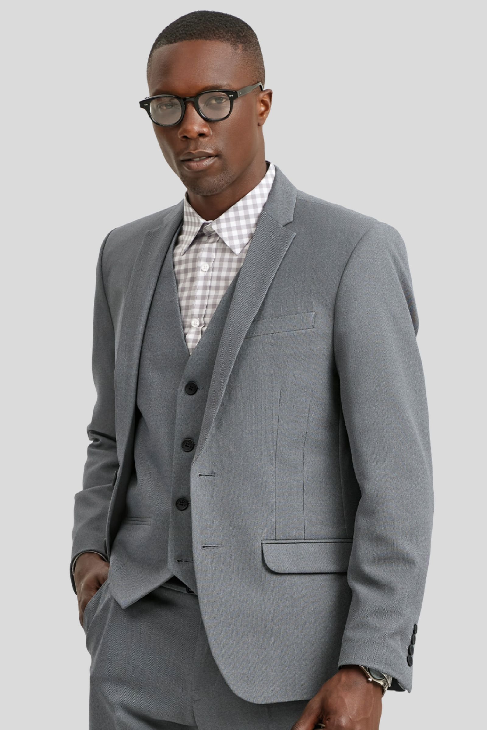 Formal Light Grey Mens Regular Fit Blazer that is fully Lined and has Two Buttons from ImNow. 